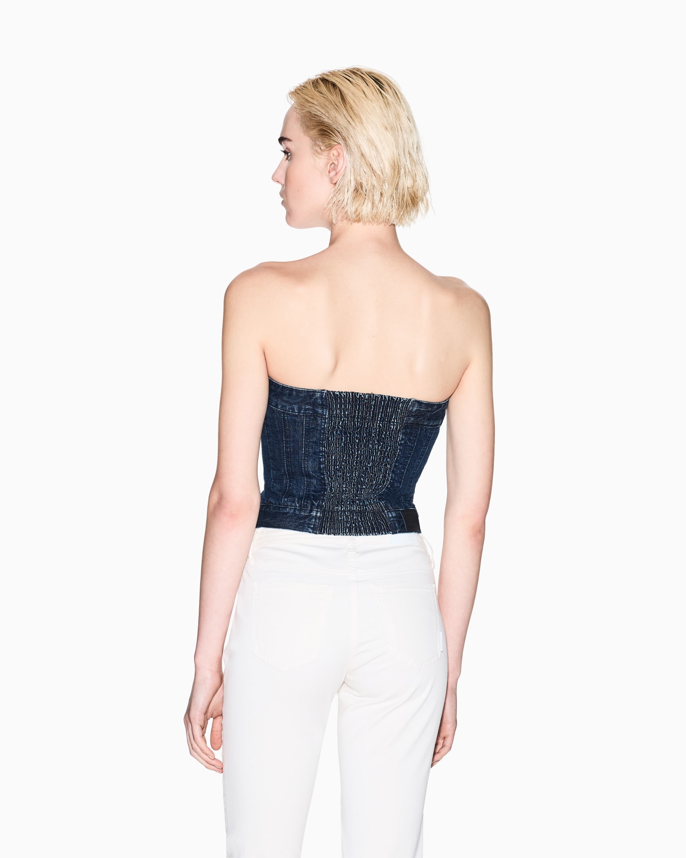 Indigo denim zip top Slide 2
