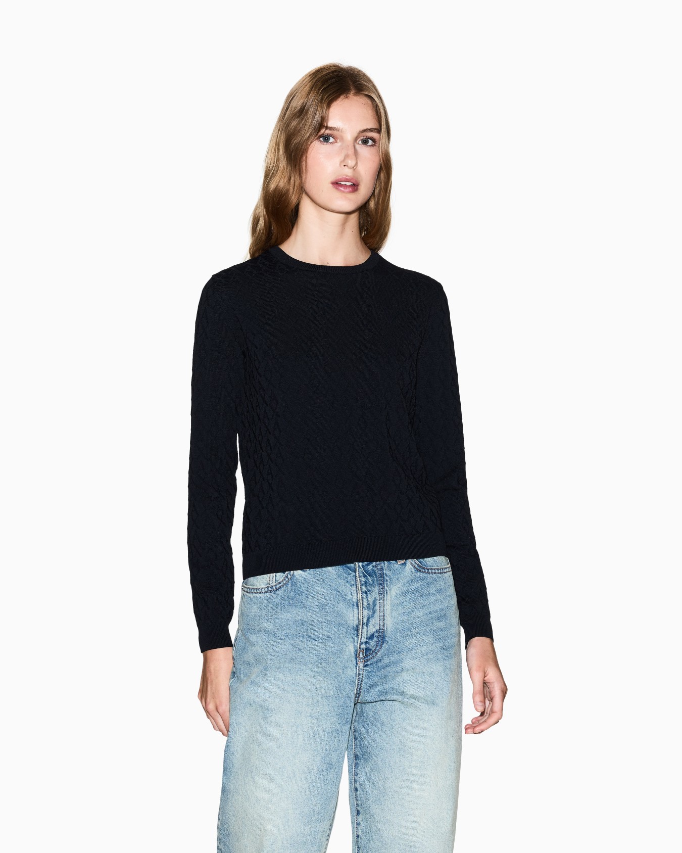Pull avec logo jacquard intégral Diapositive 3
