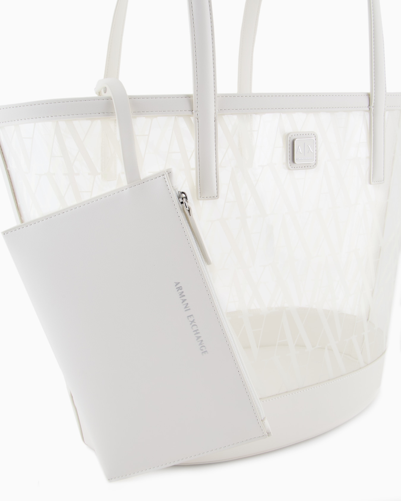 Transparent shopper bag with allover logo Slide 4