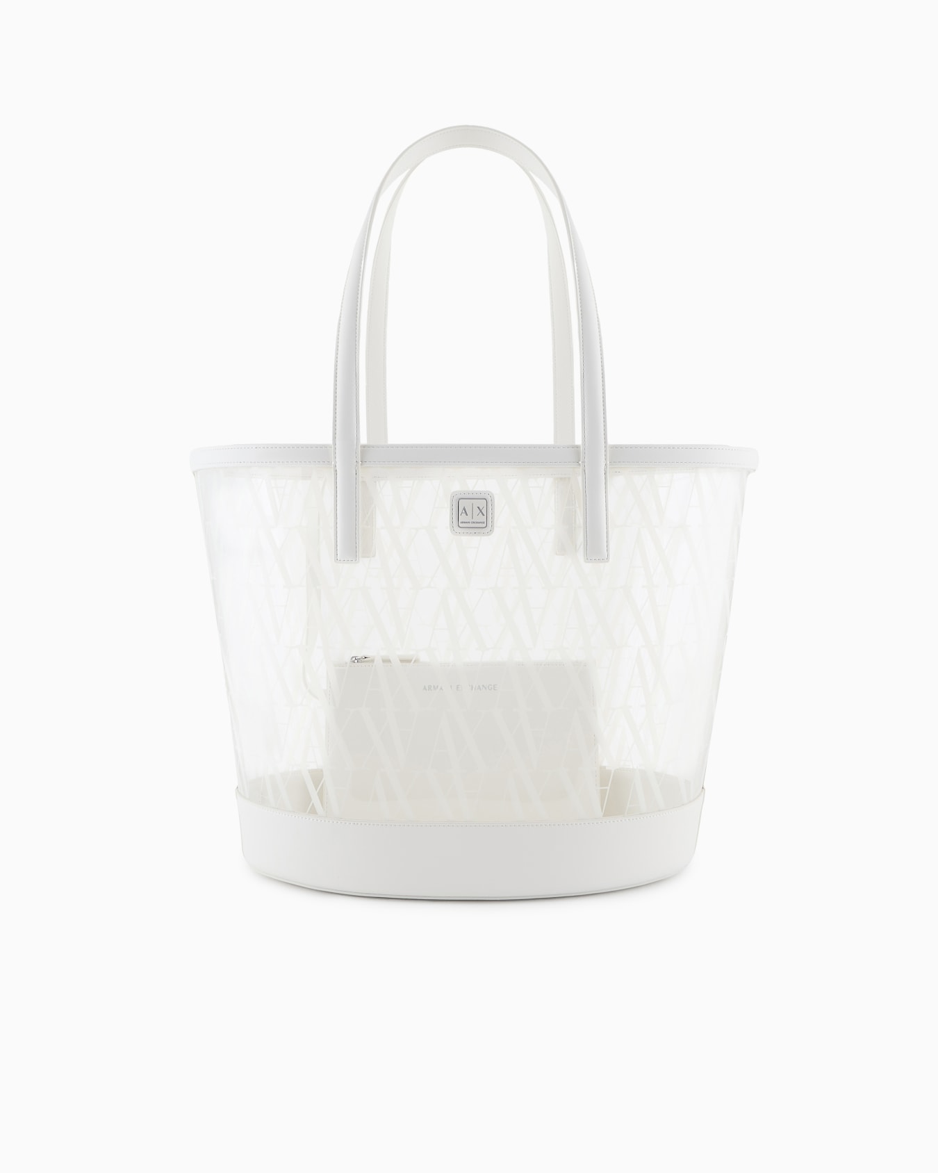 Transparent shopper bag with allover logo Slide 0