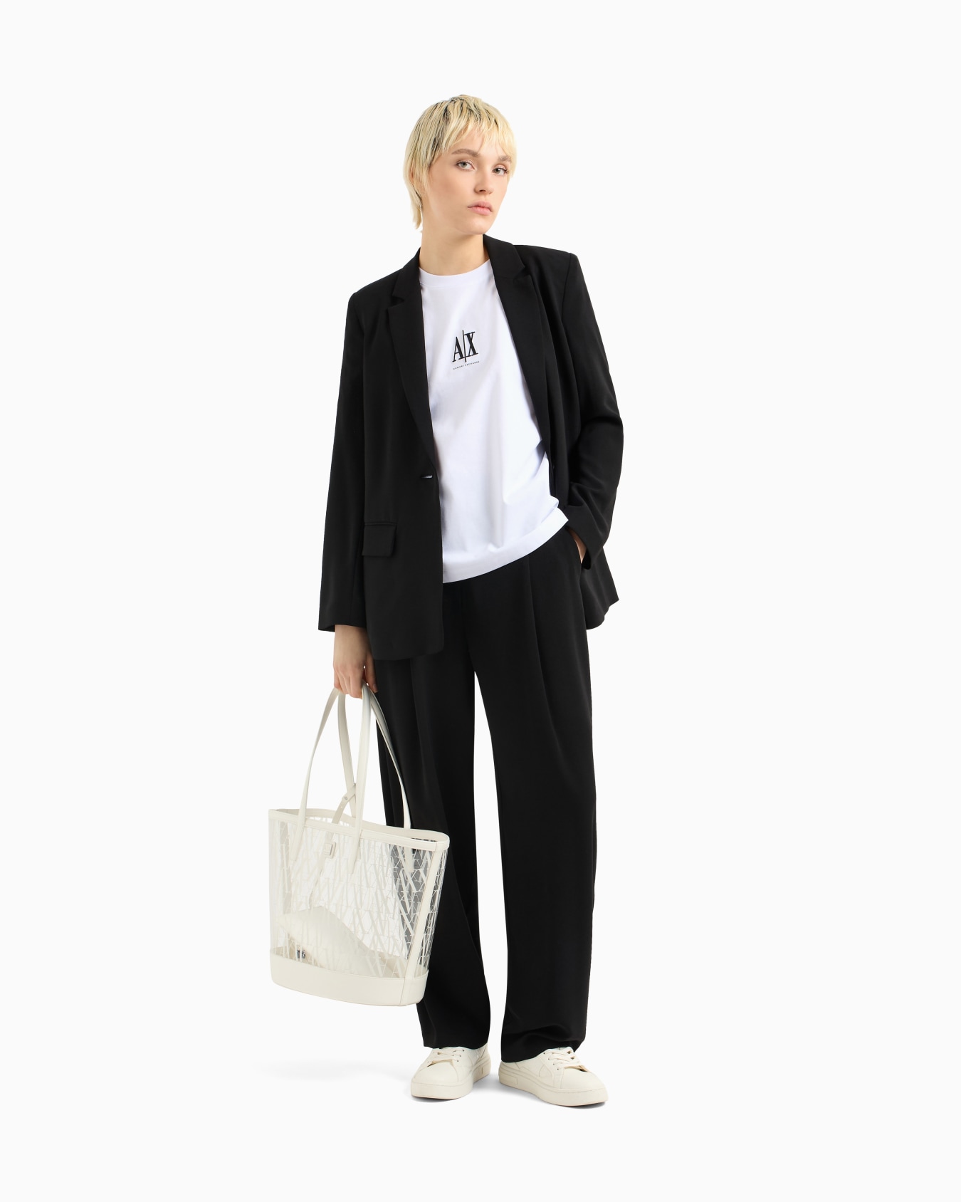 Transparent shopper bag with allover logo Slide 5