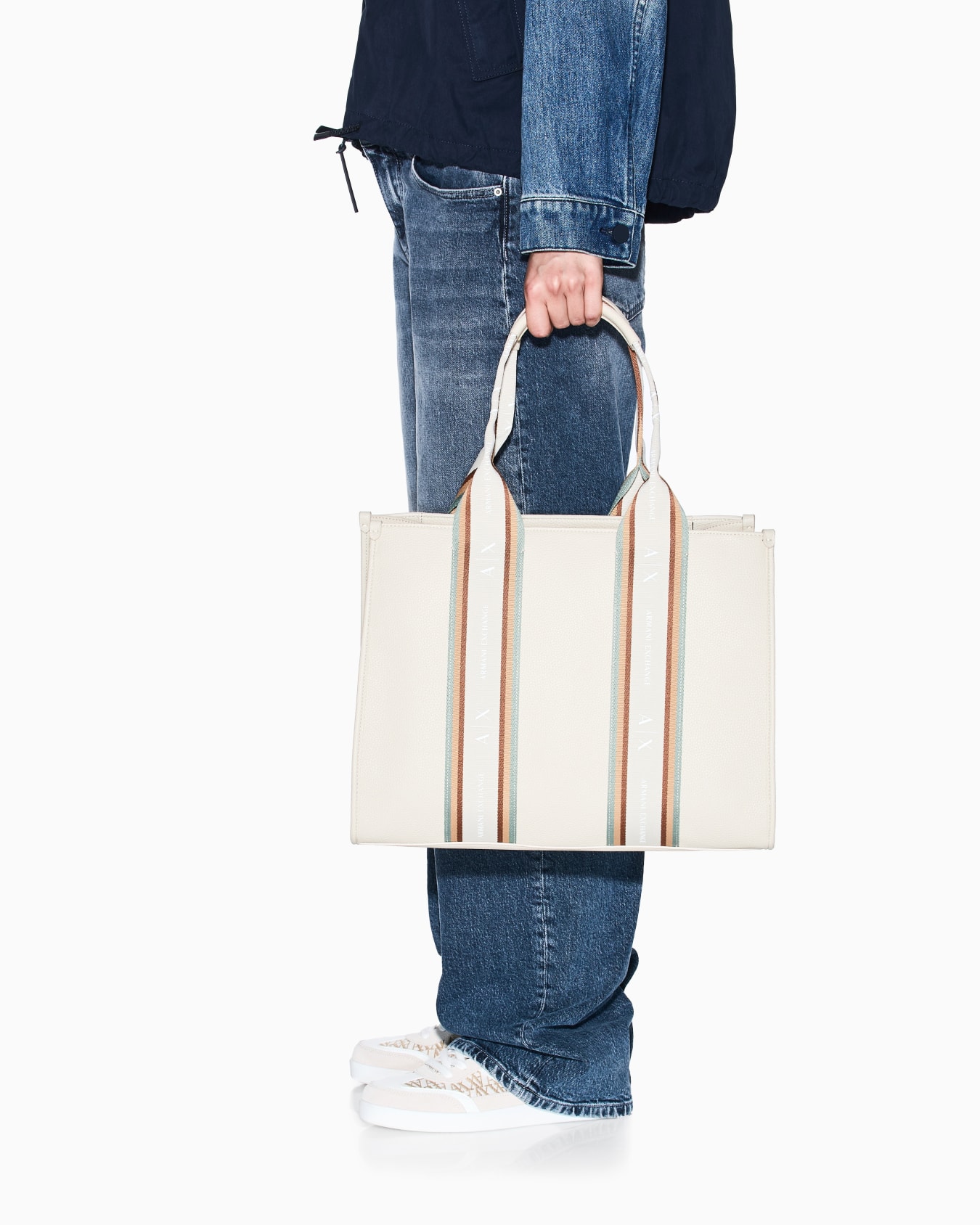 Borsa shopper con bande a contrasto Slide 5