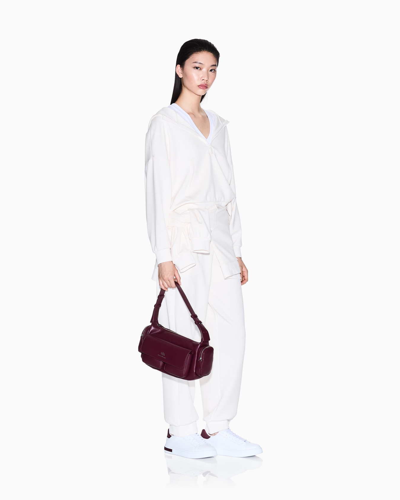 Felpa mezza zip con cappuccio Slide 1