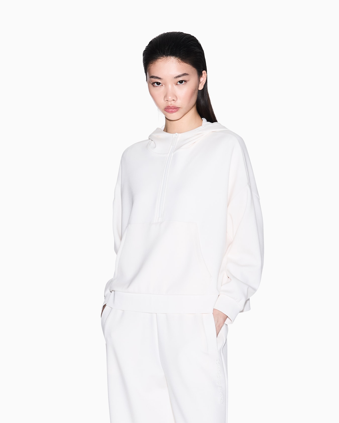Felpa mezza zip con cappuccio Slide 3