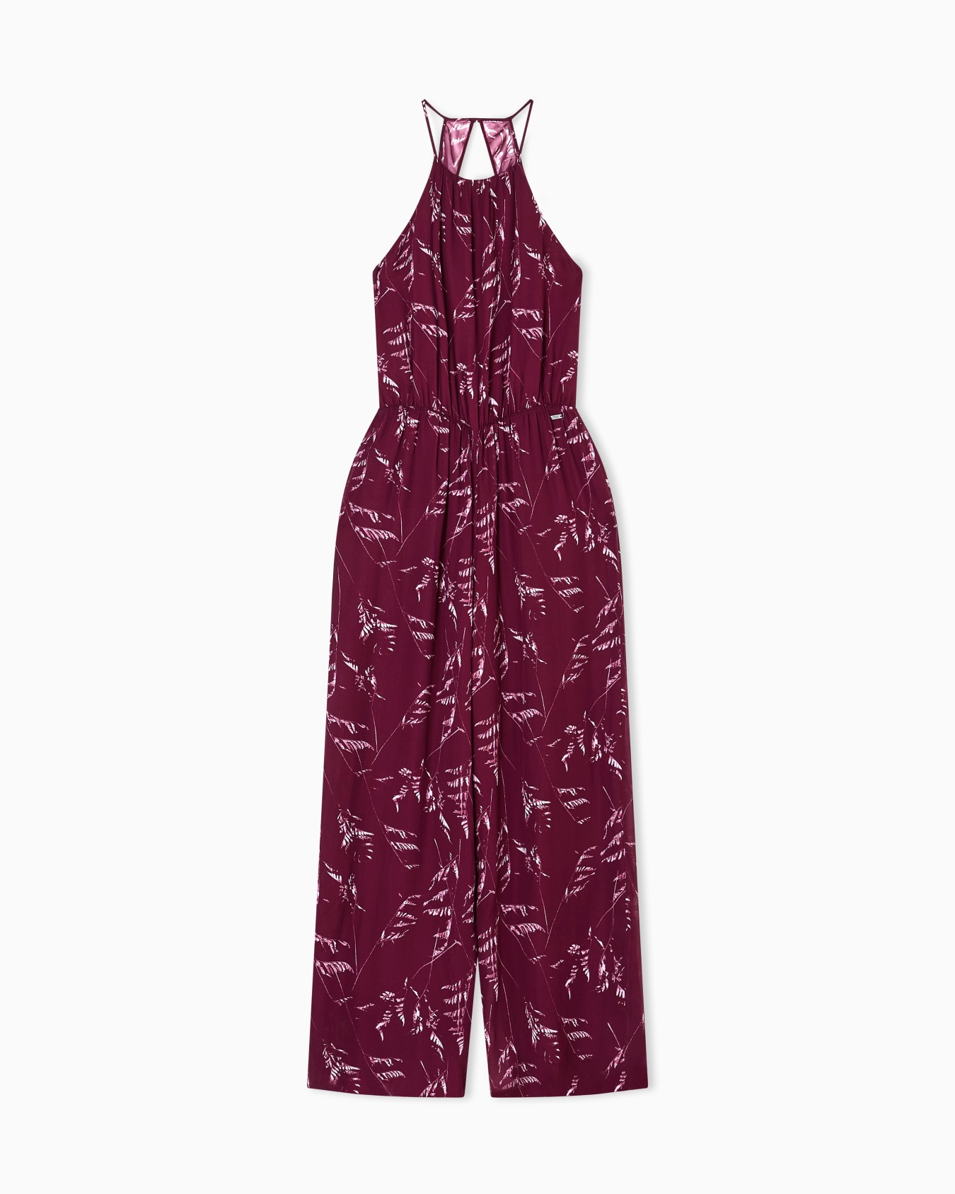 Chiffon jumpsuit with foliage print Slide 0