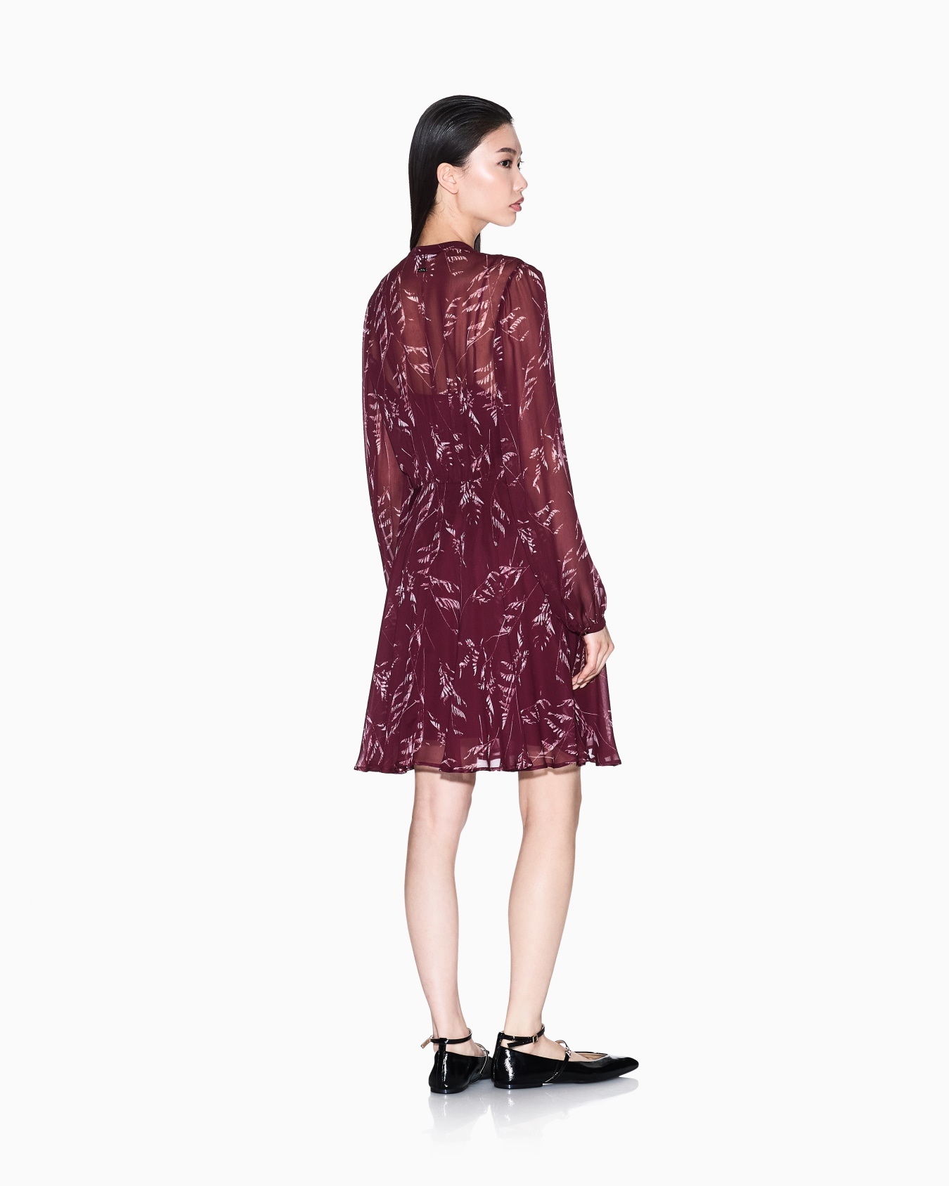 Chiffon-Midikleid mit Blätterprint Folie 2