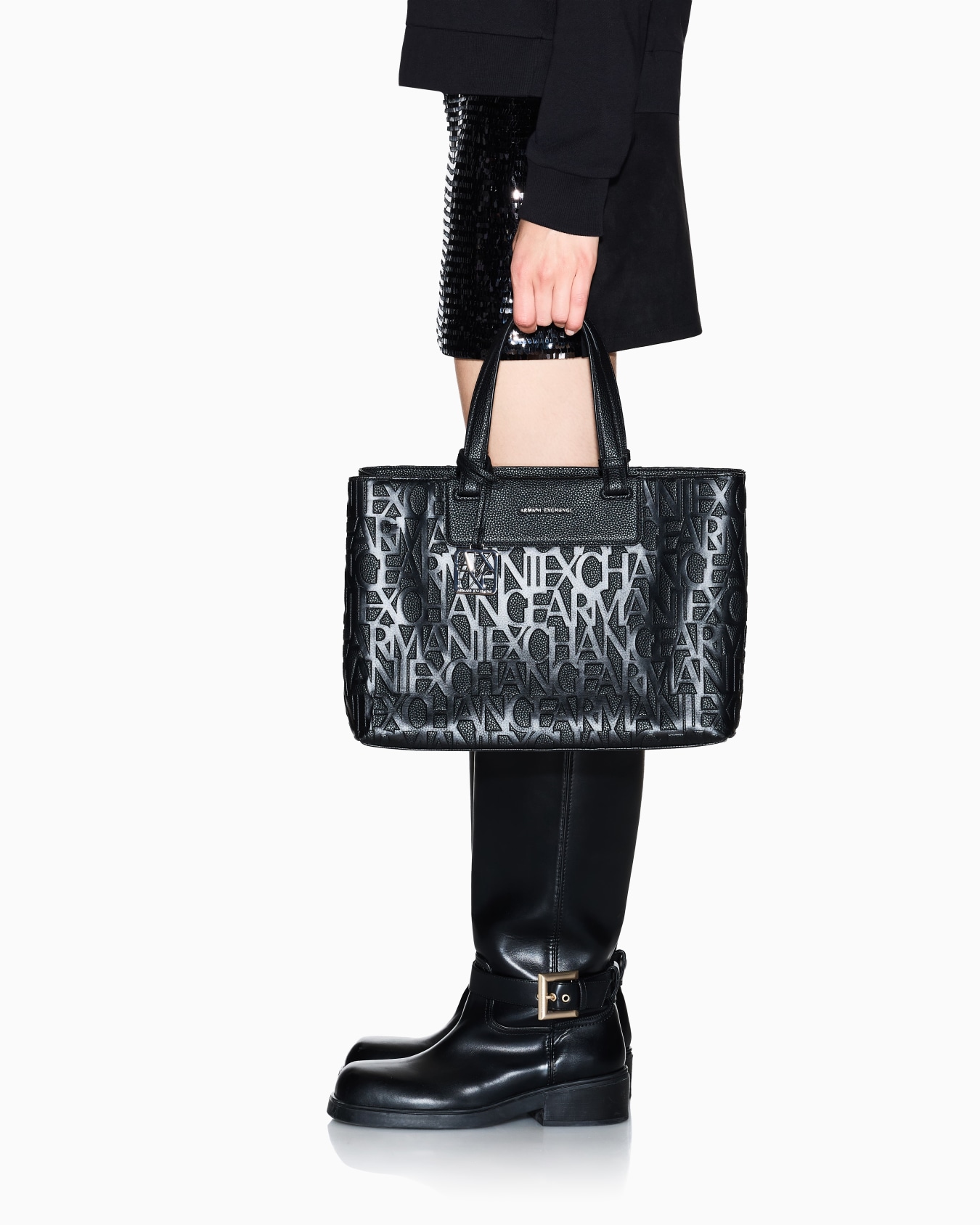 Borsa a mano con logo allover Slide 5