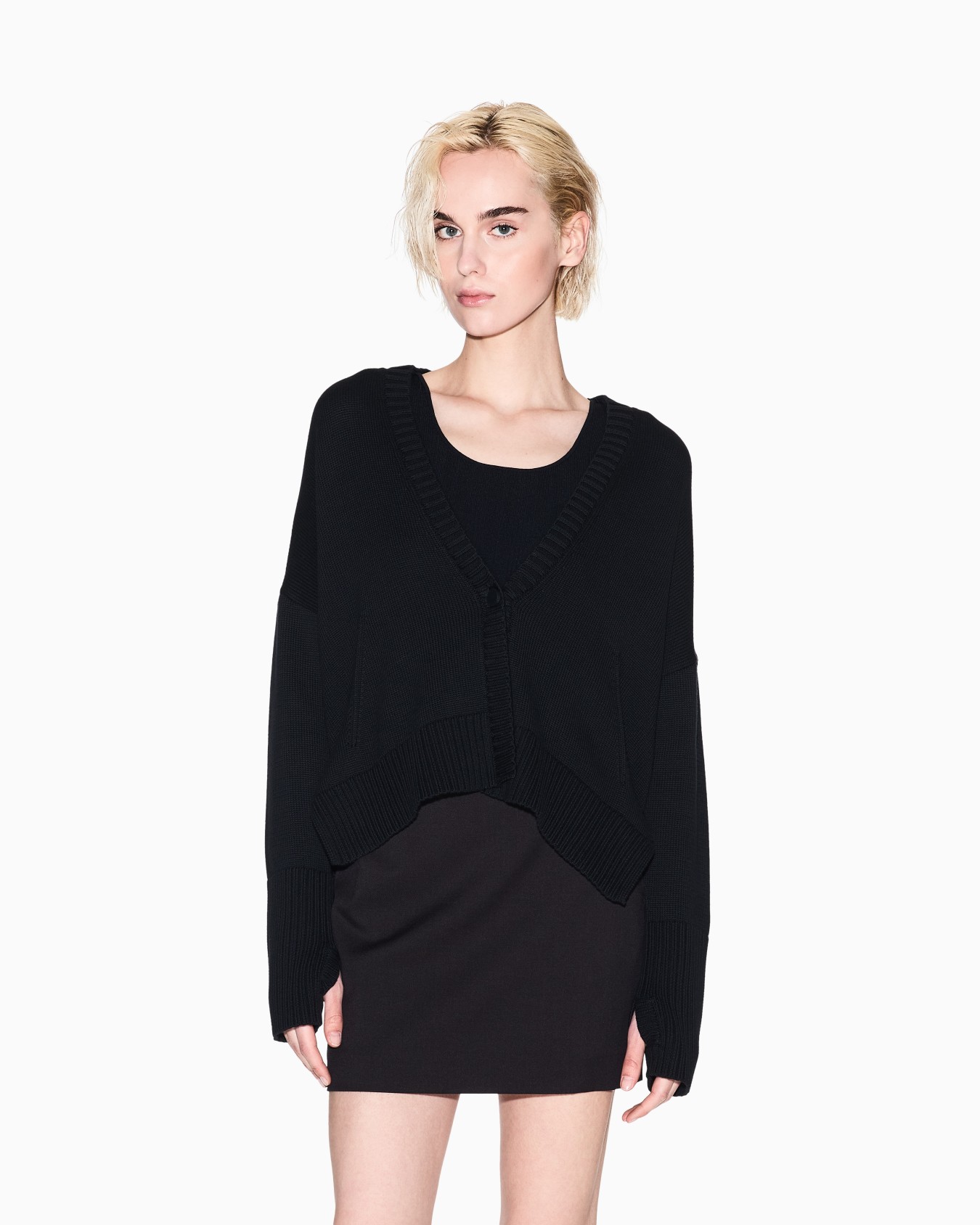 Asymmetrical cotton cardigan Slide 3