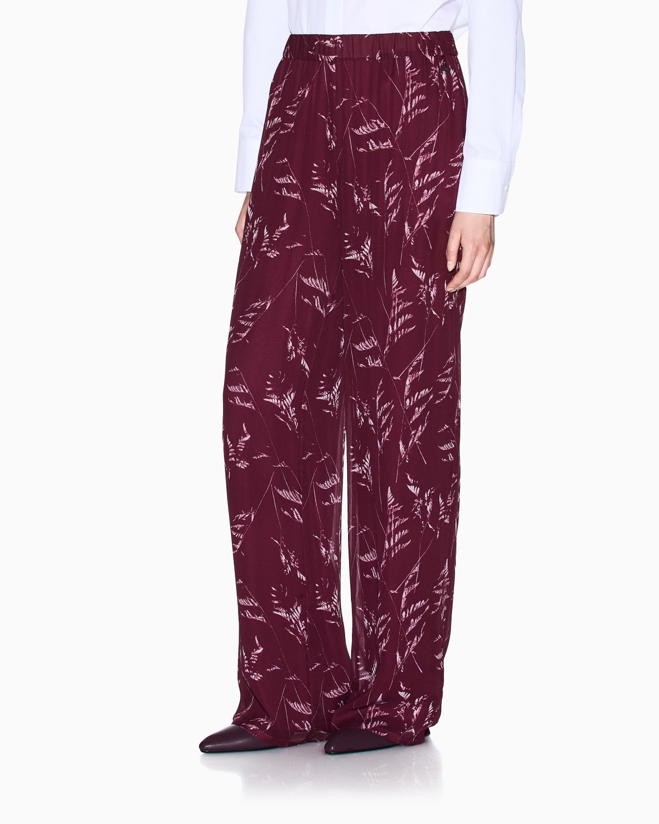 Pantaloni con pinces in chiffon foliage Slide 3
