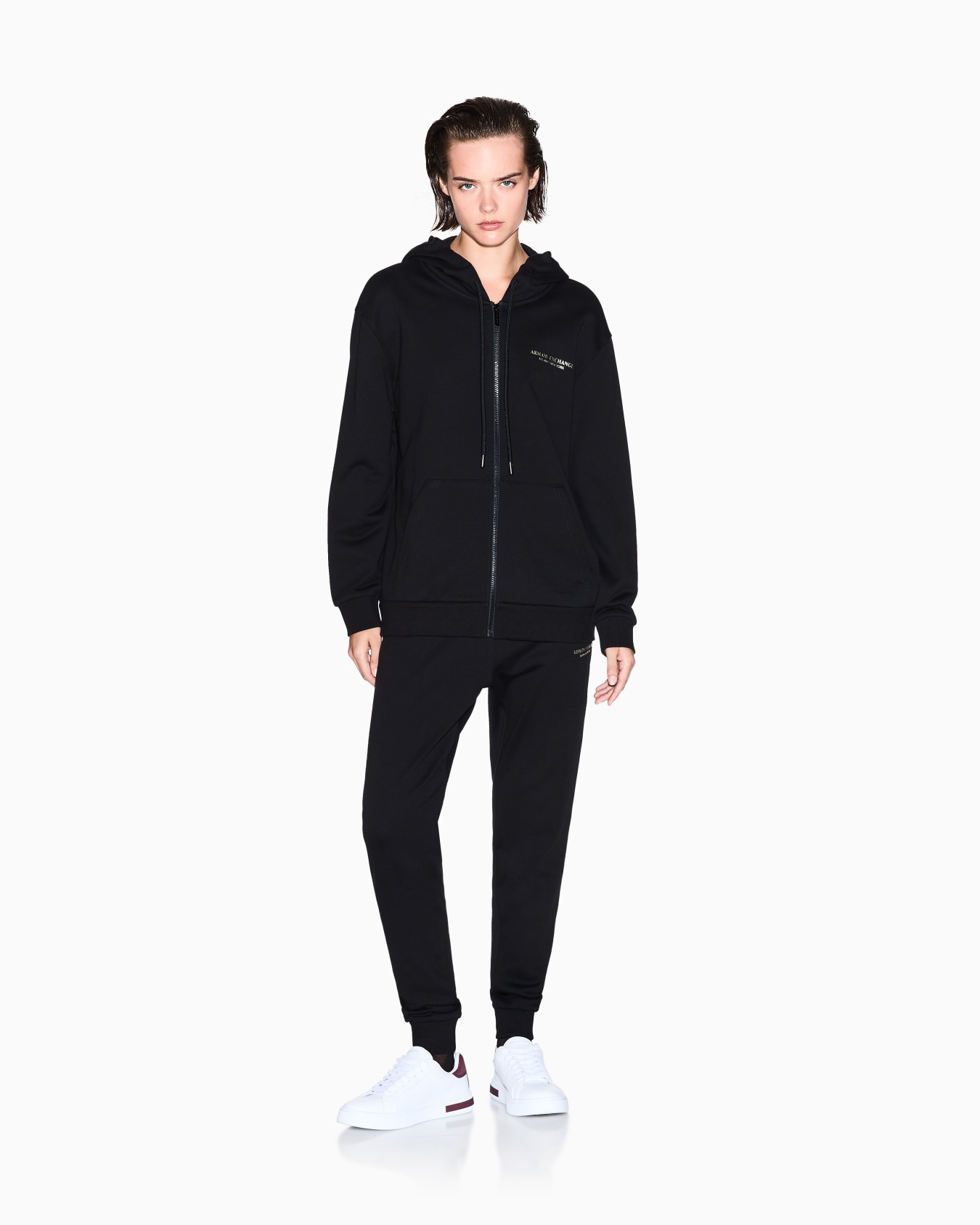 Sweat à capuche zippé en coton Diapositive 1