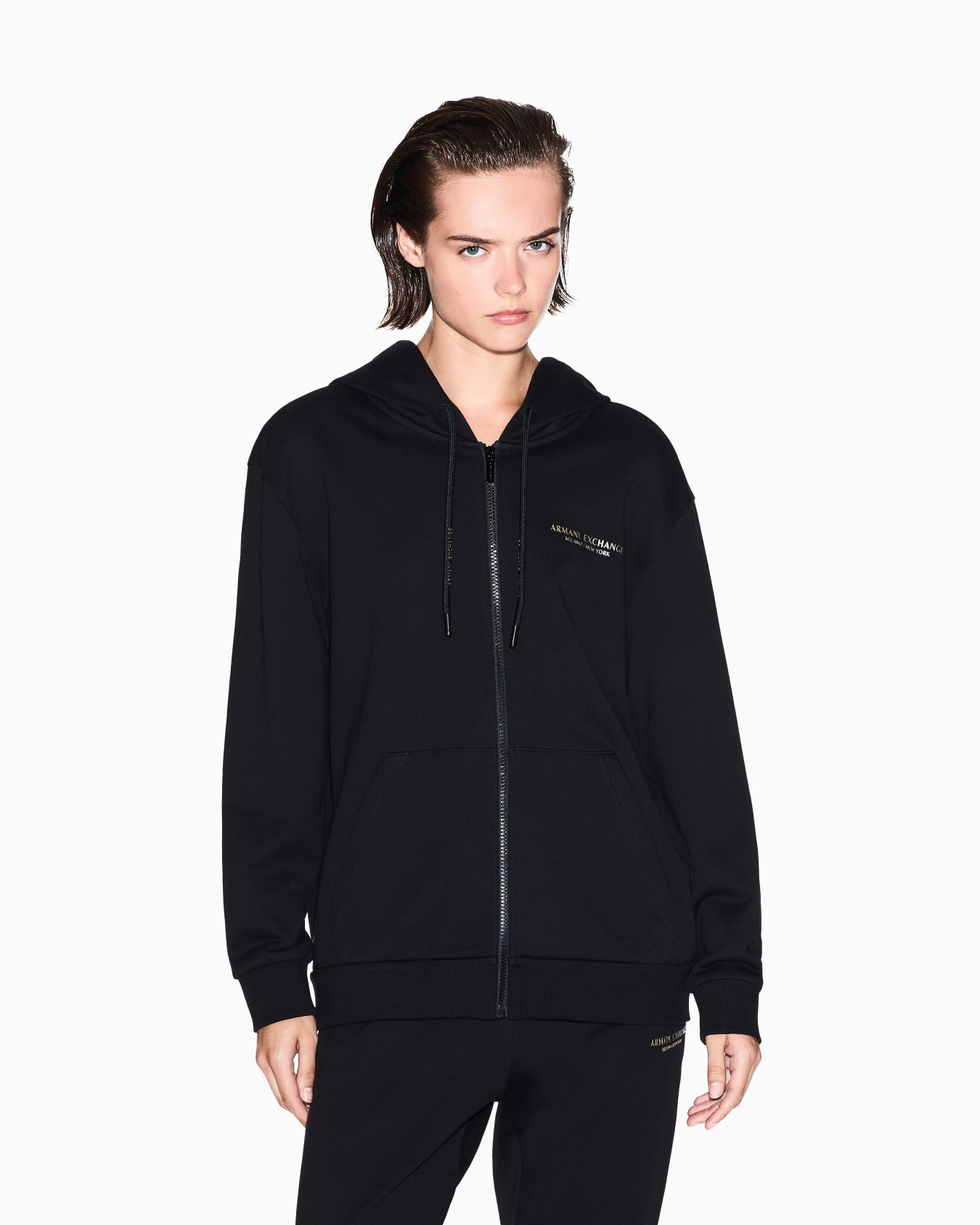 Sweat à capuche zippé en coton Diapositive 3