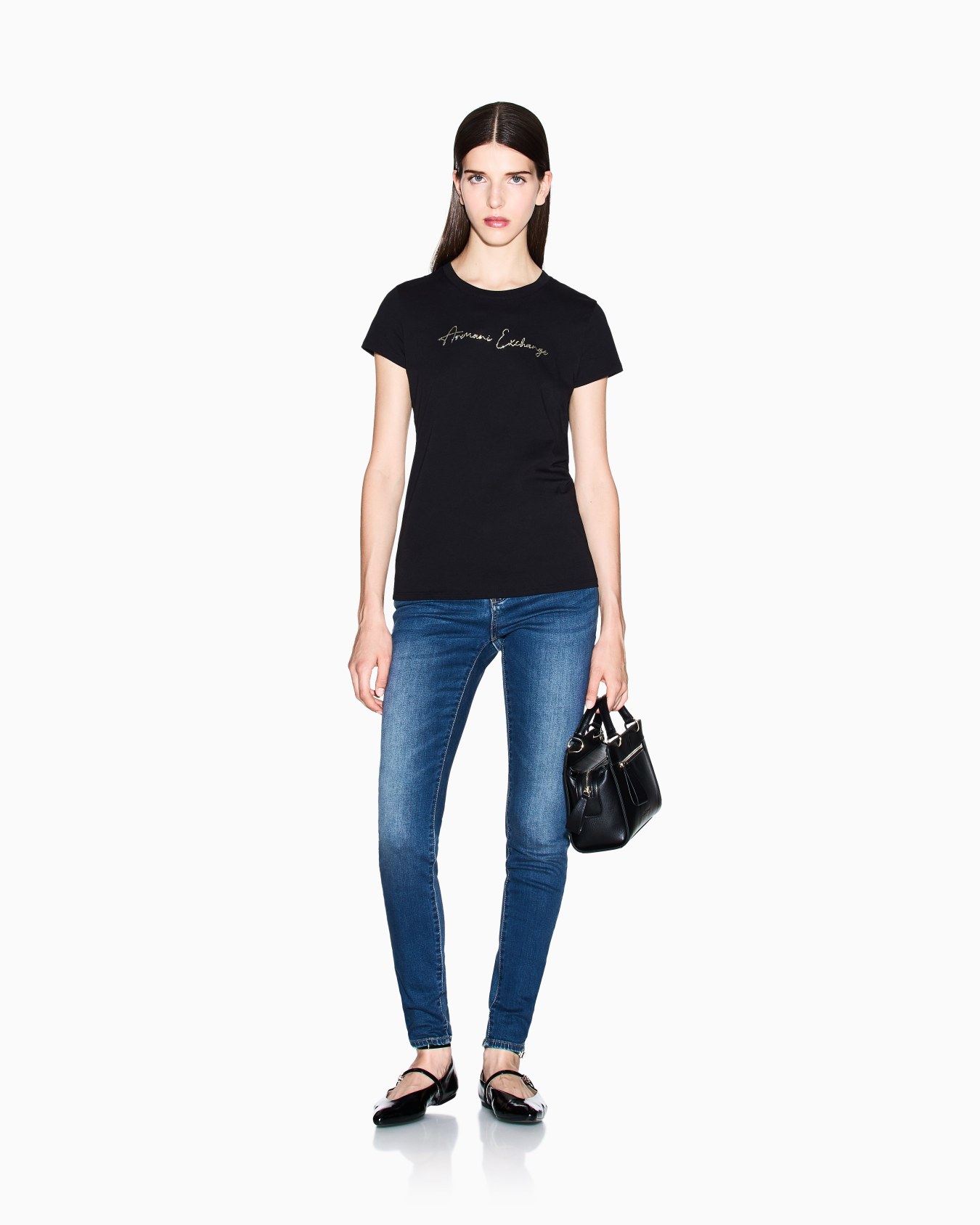 Slim fit T-shirt with glitter logo Slide 1