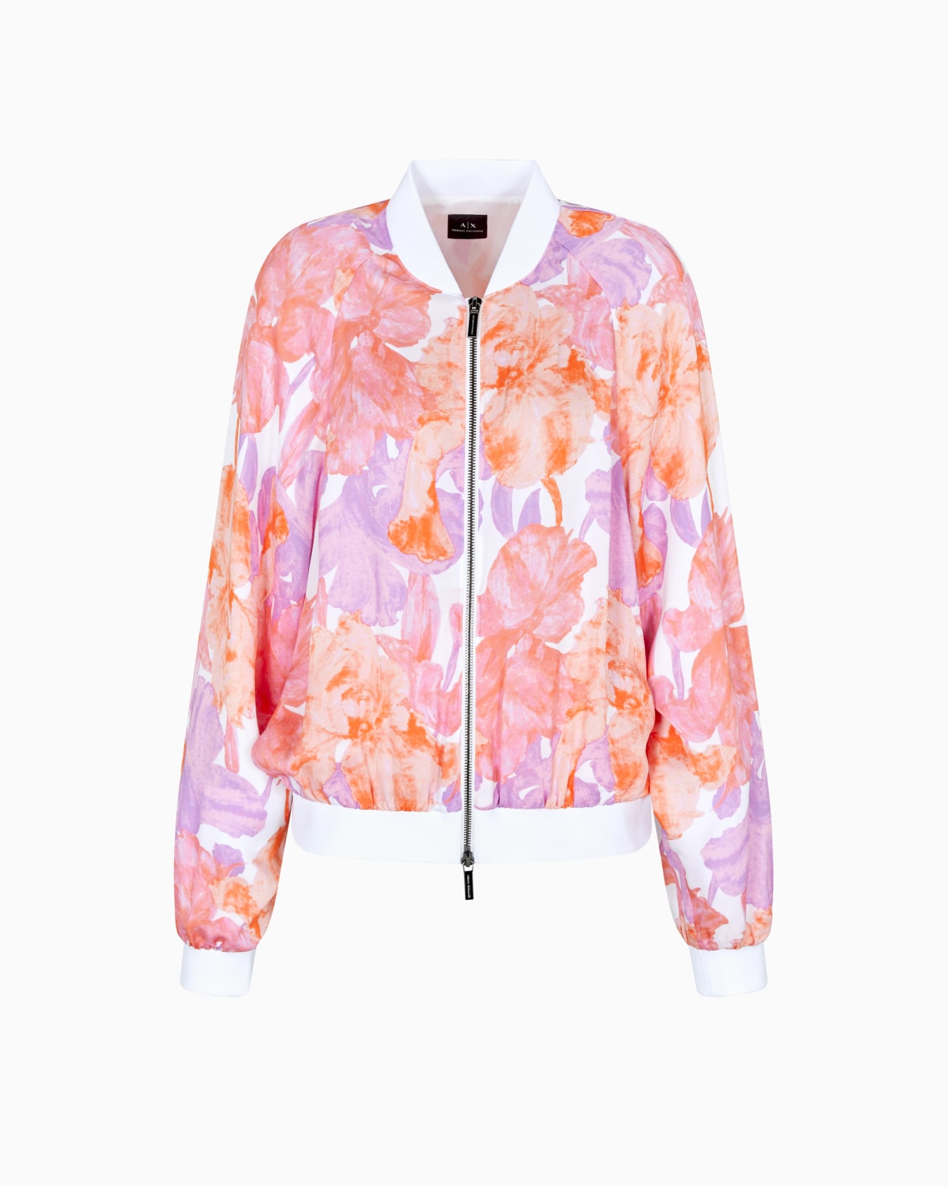 Bomber jacket in floral fabric Slide 0