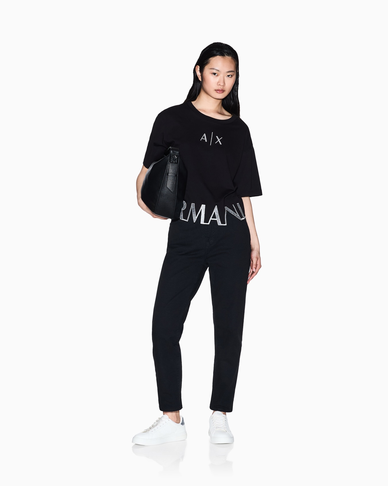 Cropped T-shirt with logo profile Slide 1