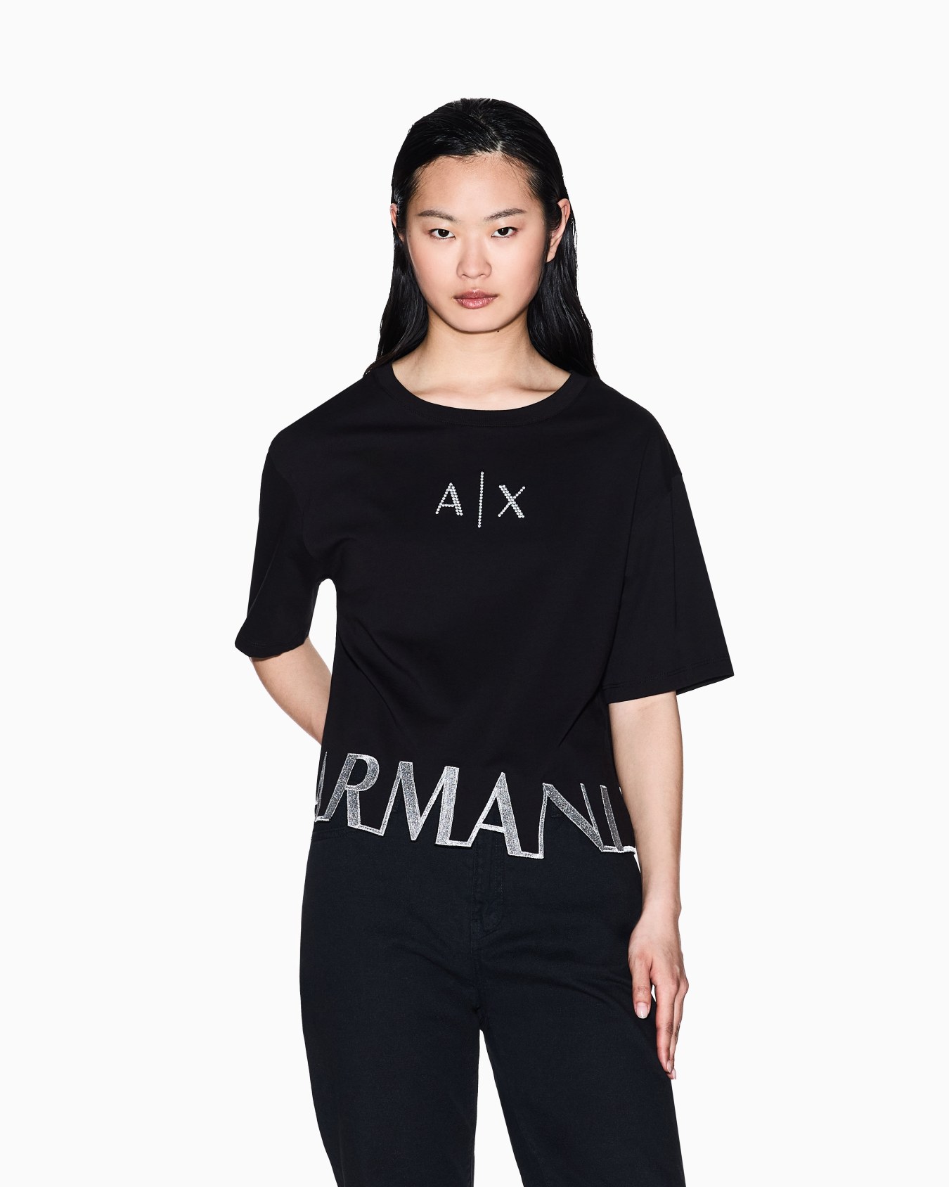 Cropped T-shirt with logo profile Slide 3