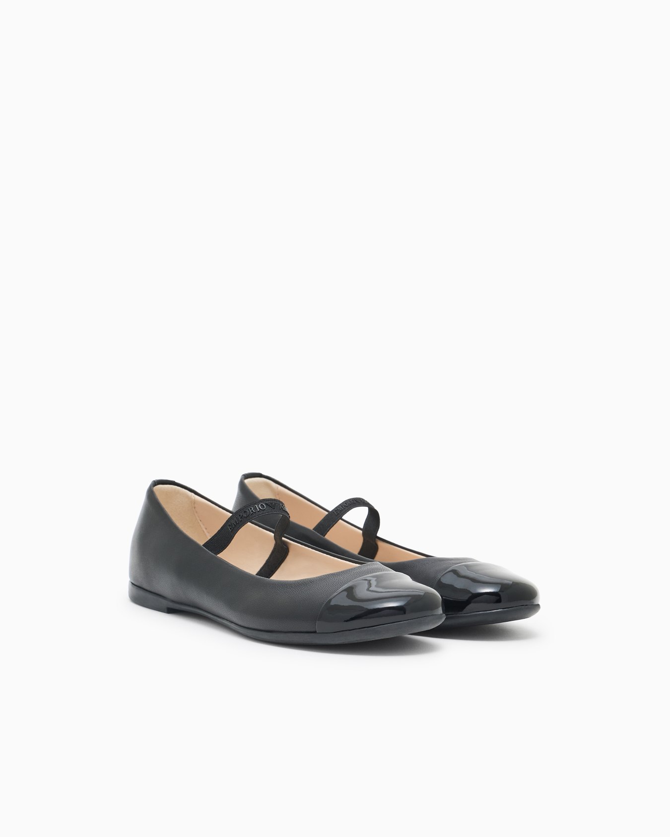 Nappa-leather ballerinas with patent leather toe Slide 1