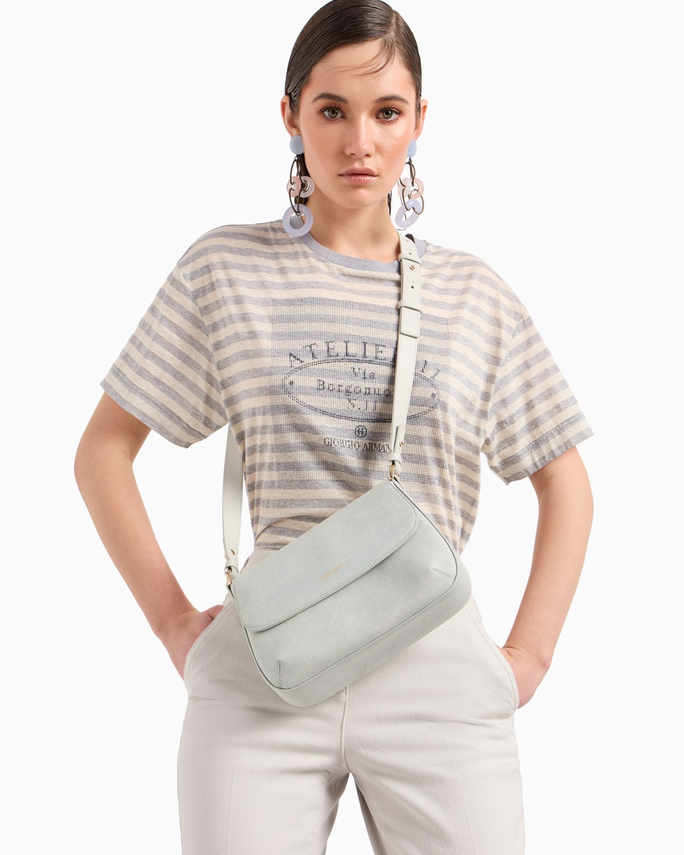 Denim Collection la Prima Soft small denim baguette bag Slide 7
