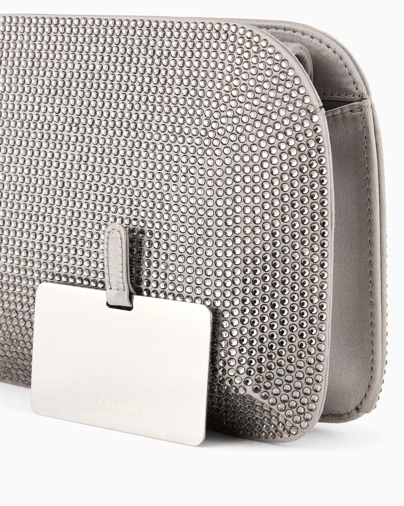 La Prima satin and rhinestone clutch bag Slide 4