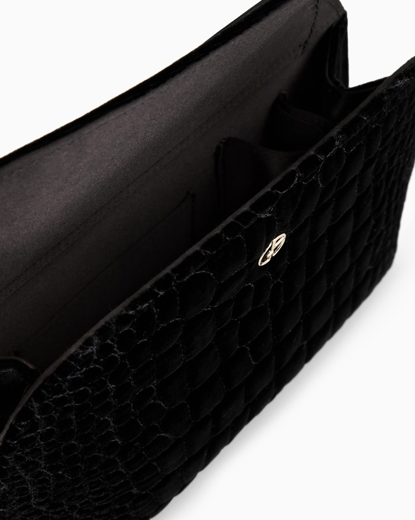 Pochette la Prima en velours matelassé effet croco Diapositive 3