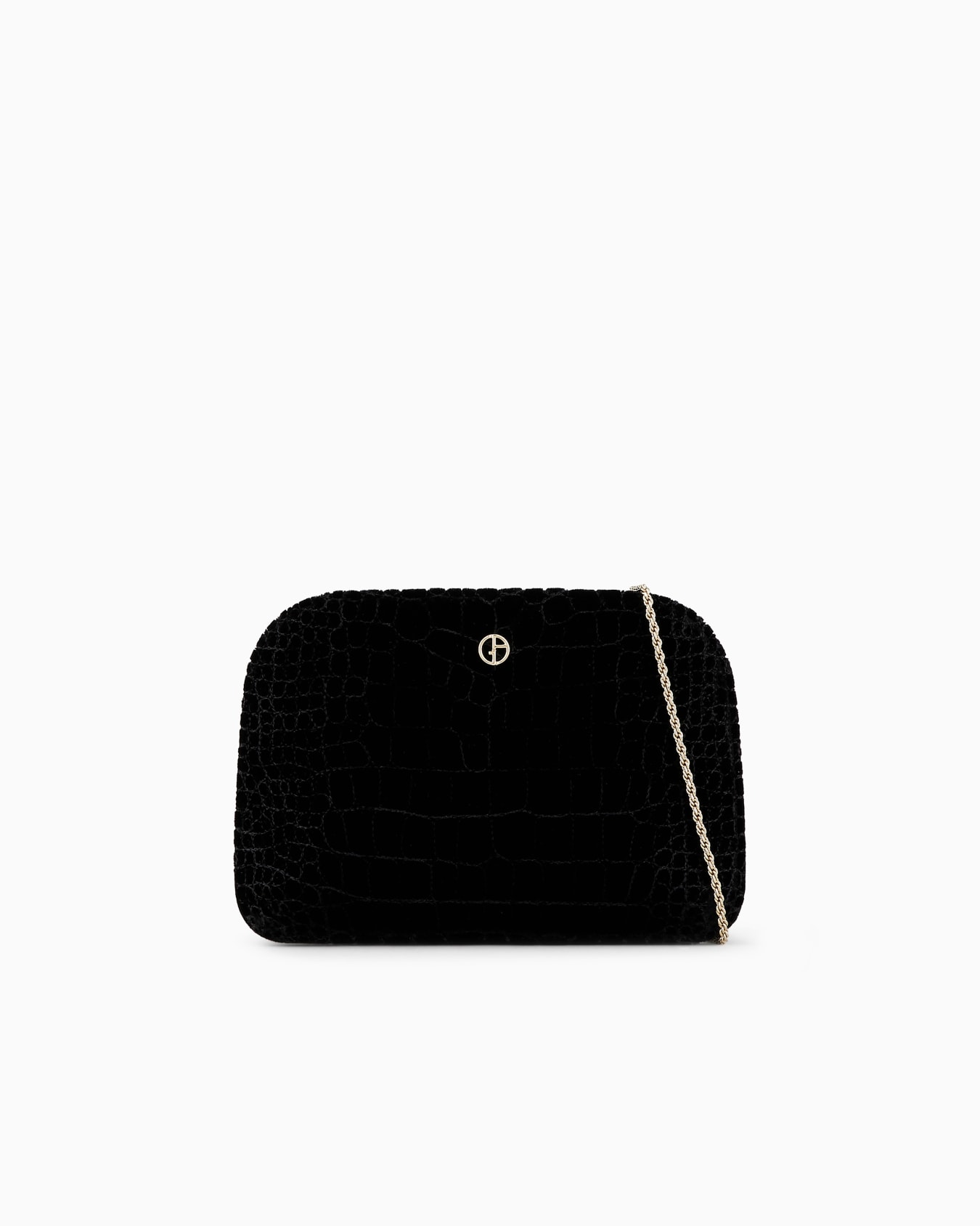 Pochette la Prima en velours matelassé effet croco Diapositive 0