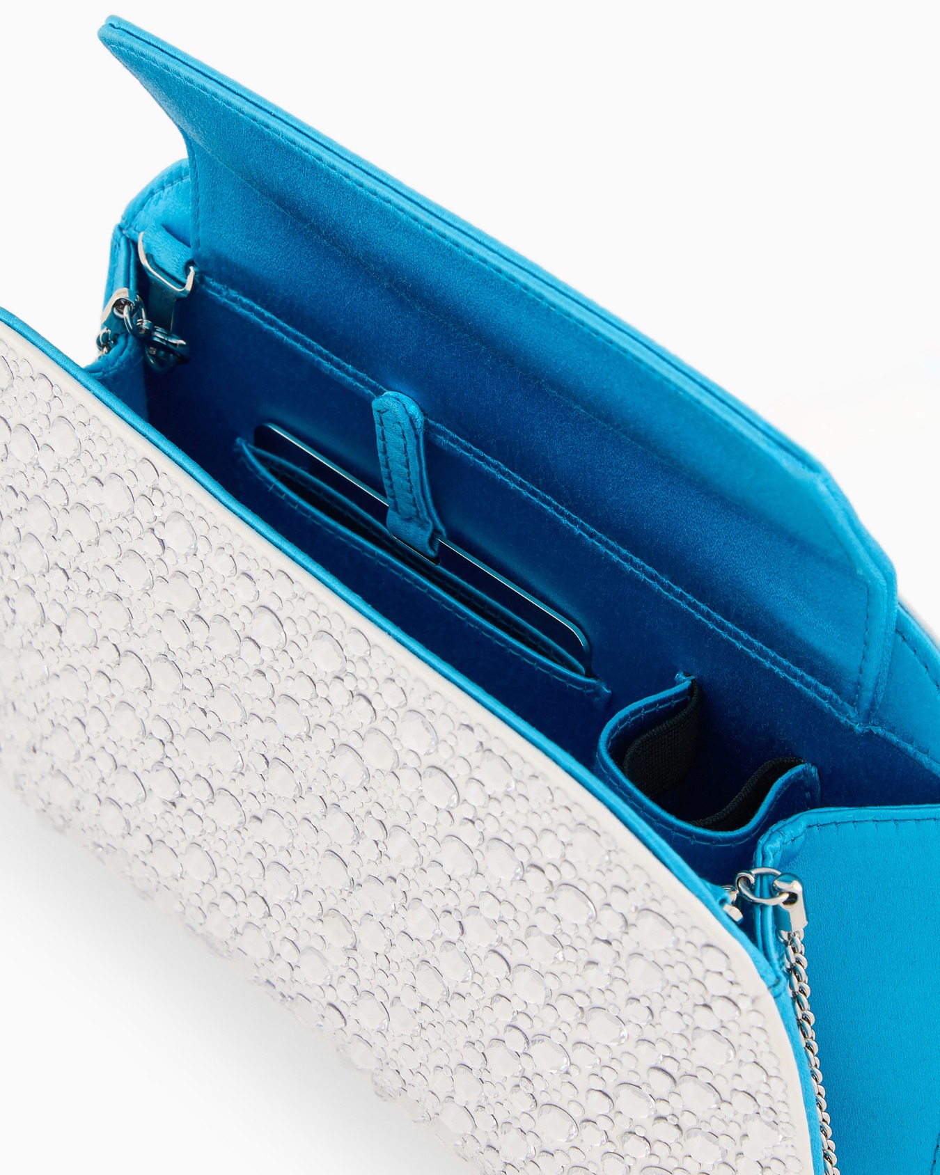 La Prima satin and rhinestone clutch bag Slide 3