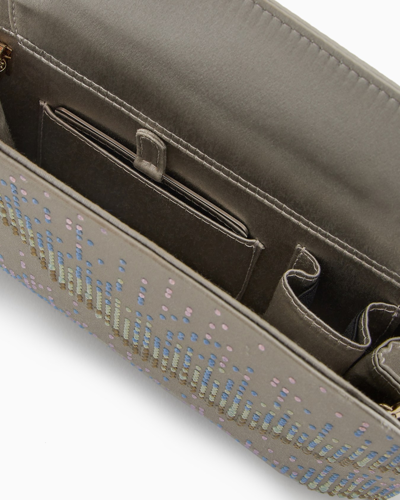 Clutch la Prima in raso e strass con motivo onde Slide 3