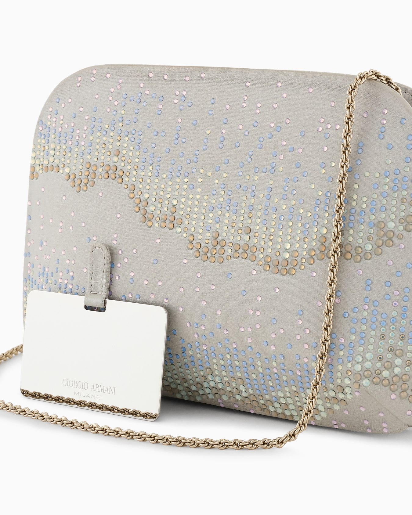 Clutch la Prima in raso e strass con motivo onde Slide 5