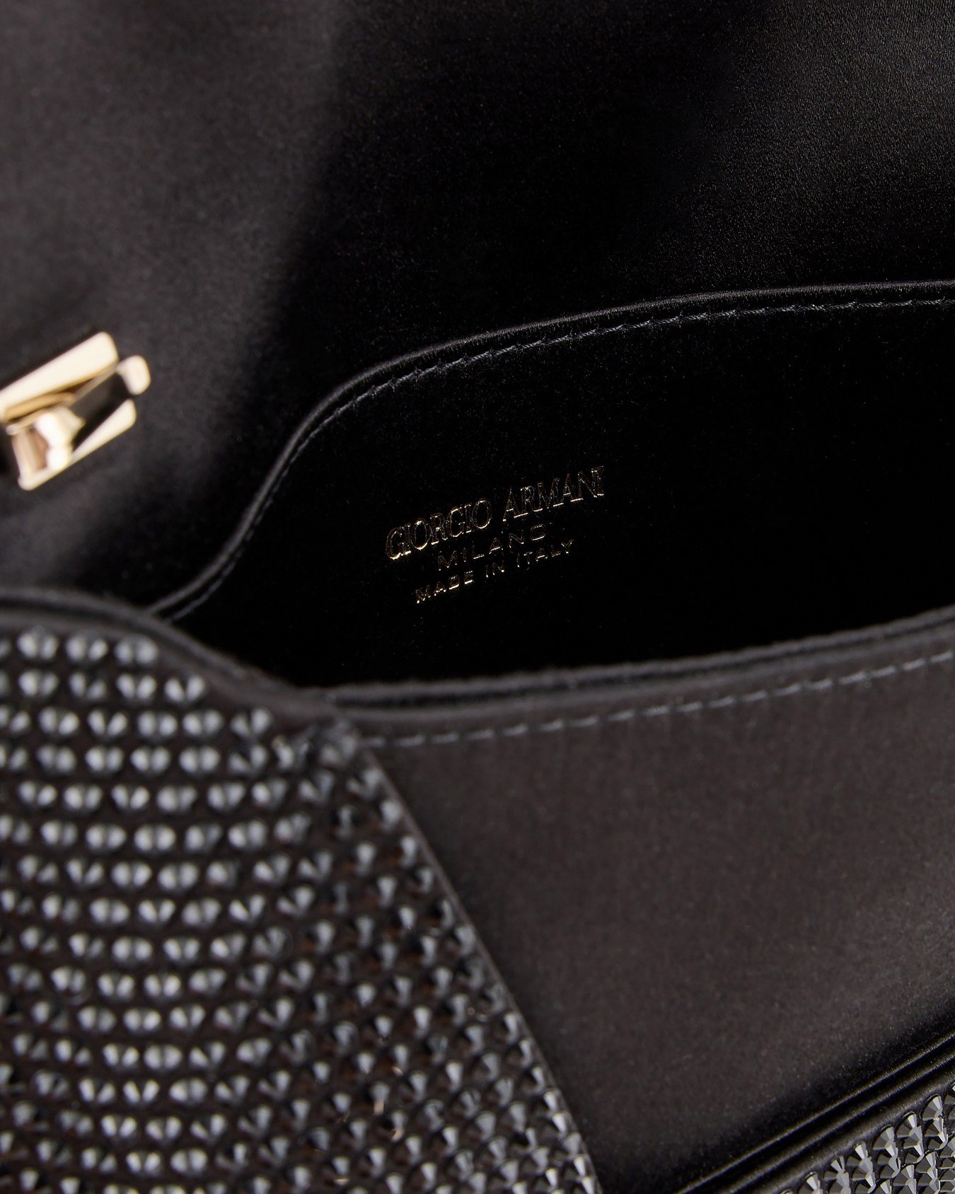 Small satin and rhinestone clutch bag Slide 3