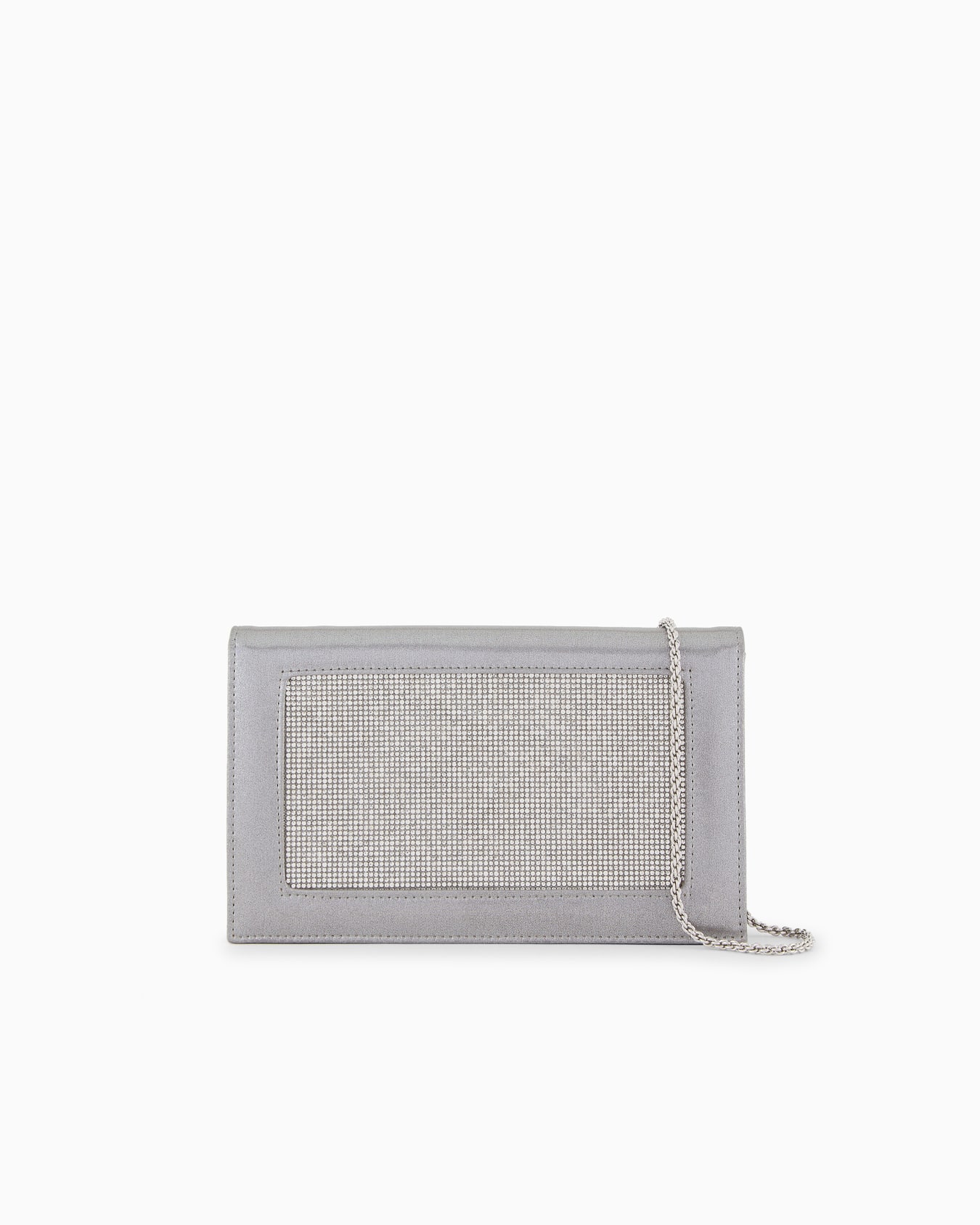 Rhinestoned silk clutch bag with rhinestoned shoulder strap Diapositiva 0