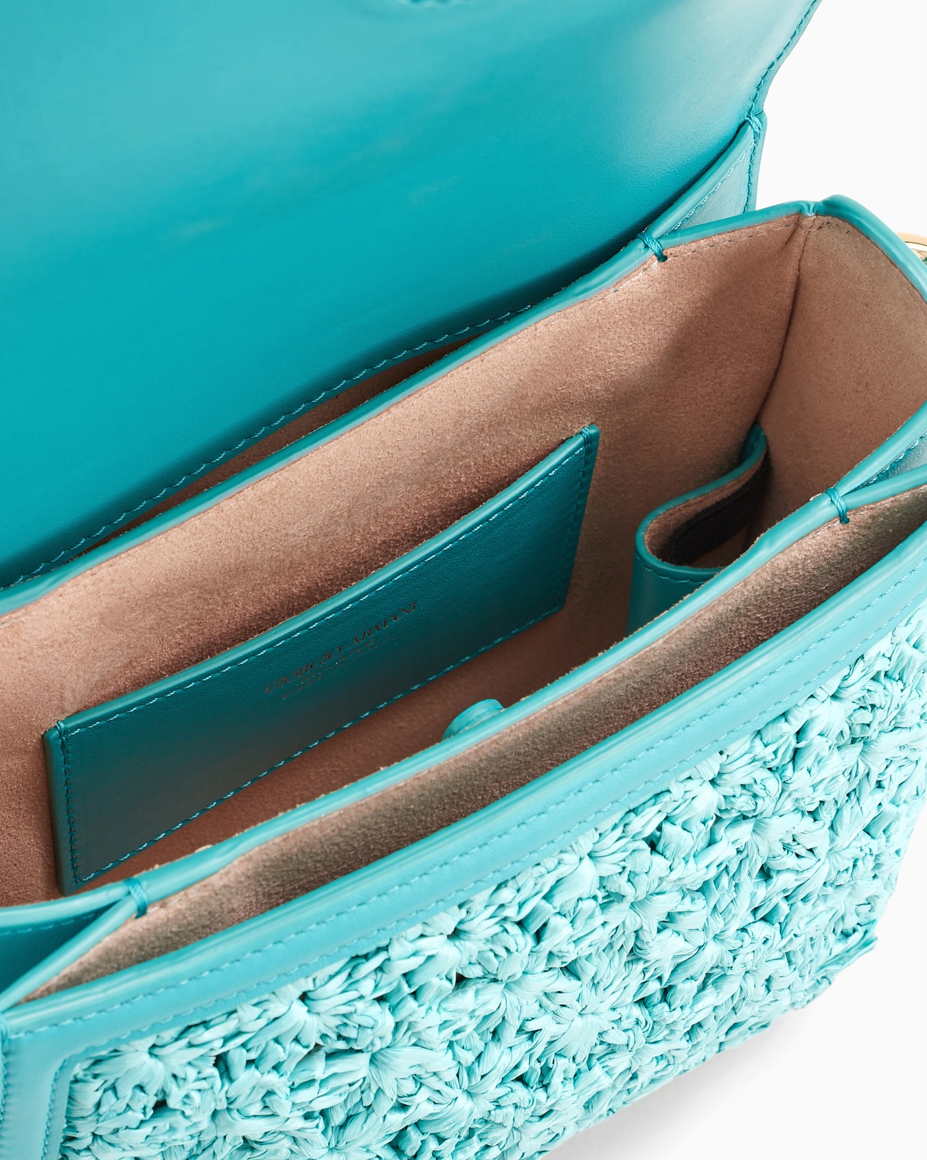 La Prima shoulder bag in plaited raffia and leather Slide 3
