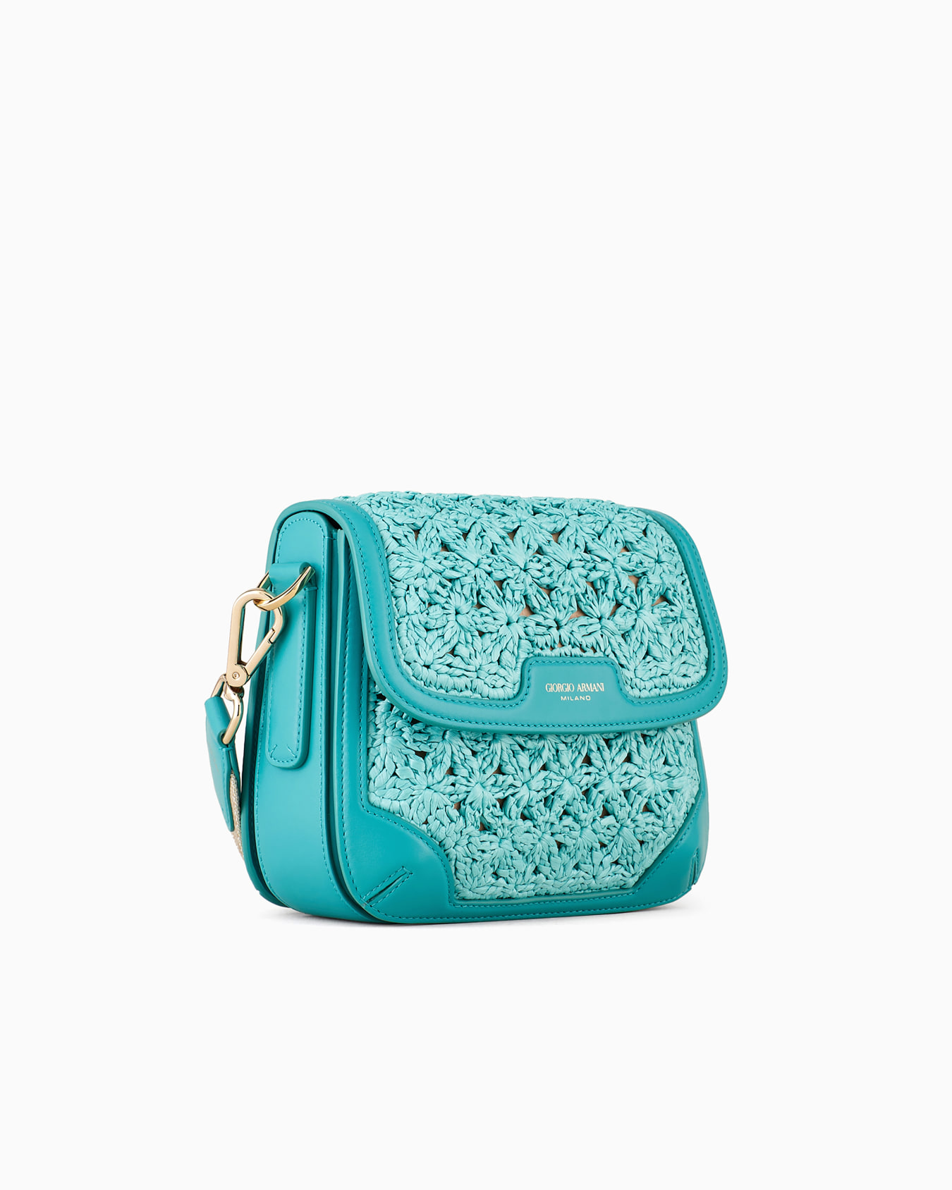 La Prima shoulder bag in plaited raffia and leather Slide 1