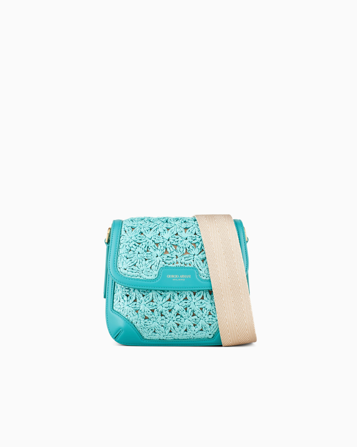 La Prima shoulder bag in plaited raffia and leather Slide 0