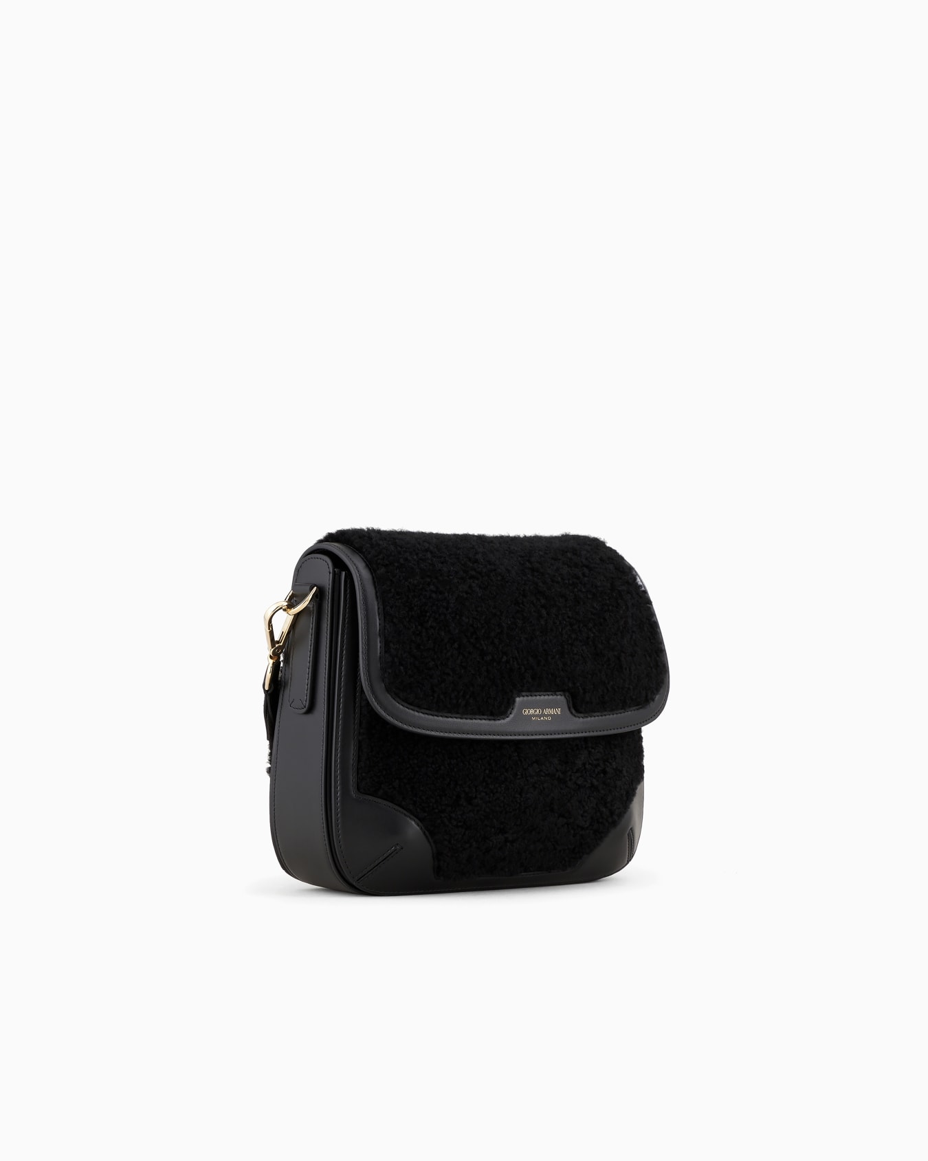 la Prima grande in shearling e pelle Giorgio Armani Neve Slide 1