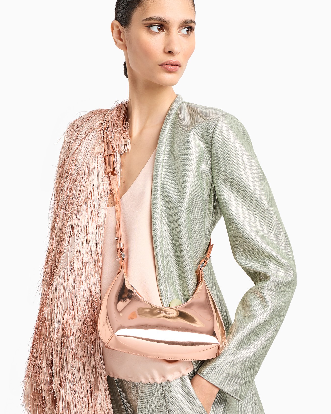 Lamé-leather la Prima mini hobo bag Slide 6