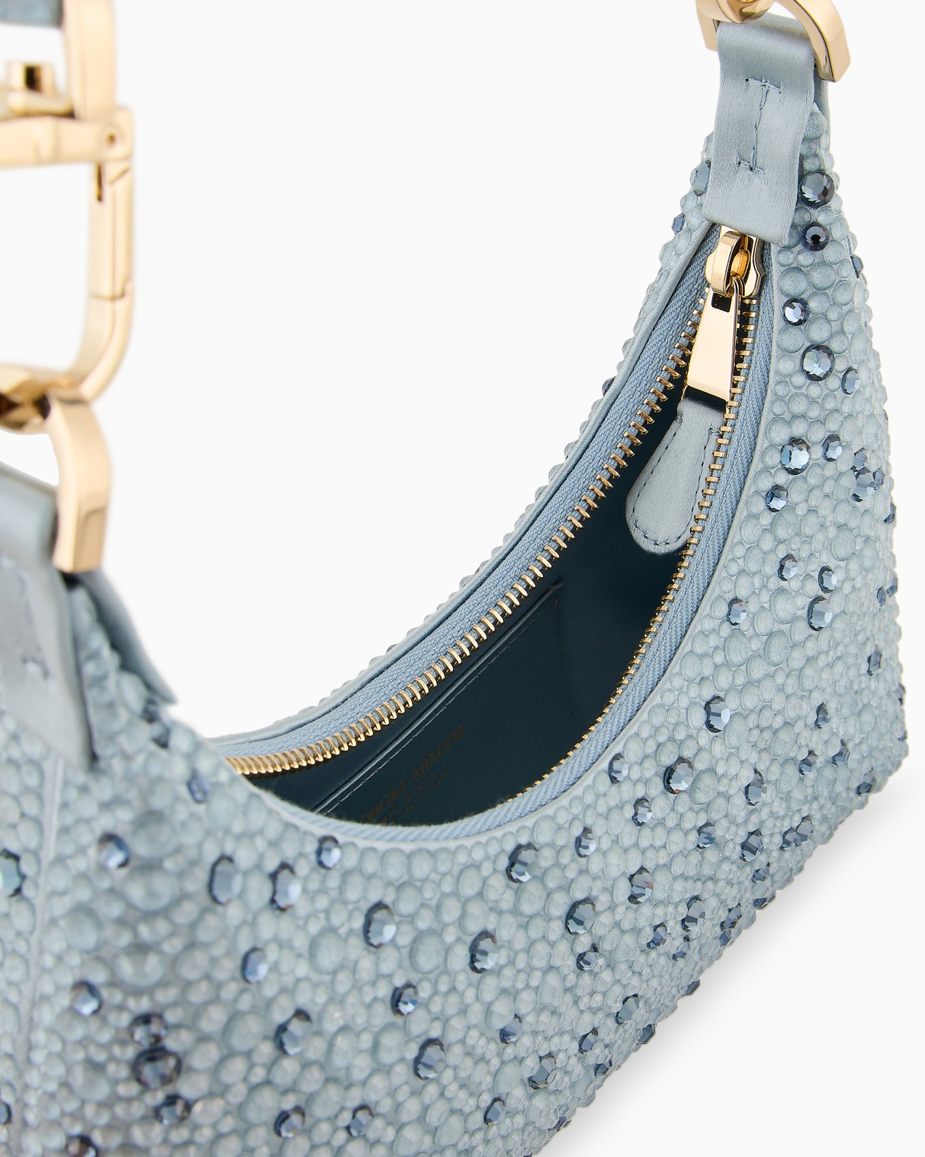 Mini Hobo Bag la Prima in raso e strass Slide 3