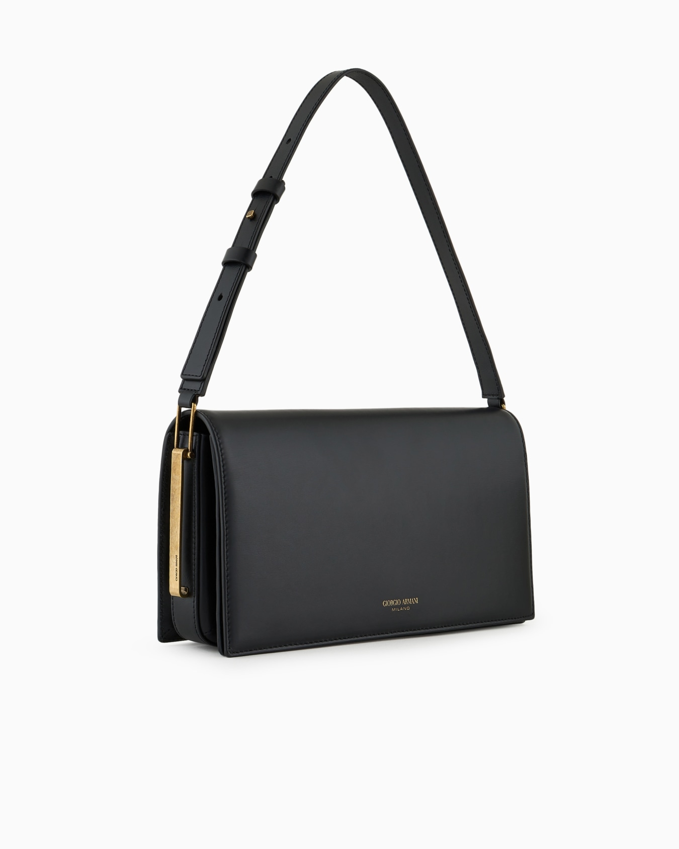 Polished leather baguette bag Slide 1