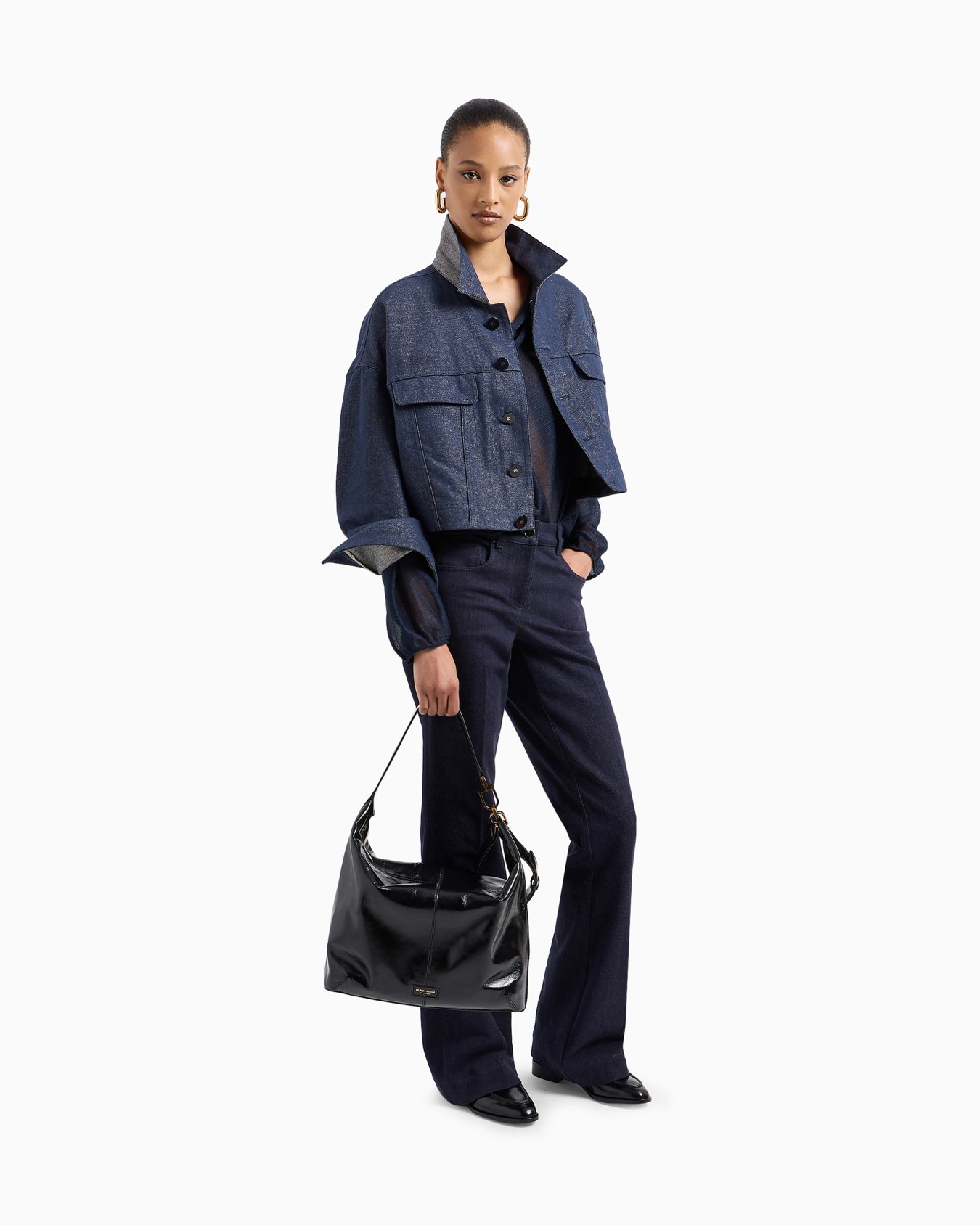 La Prima Soft oversized hobo bag in patent nappa leather Slide 5