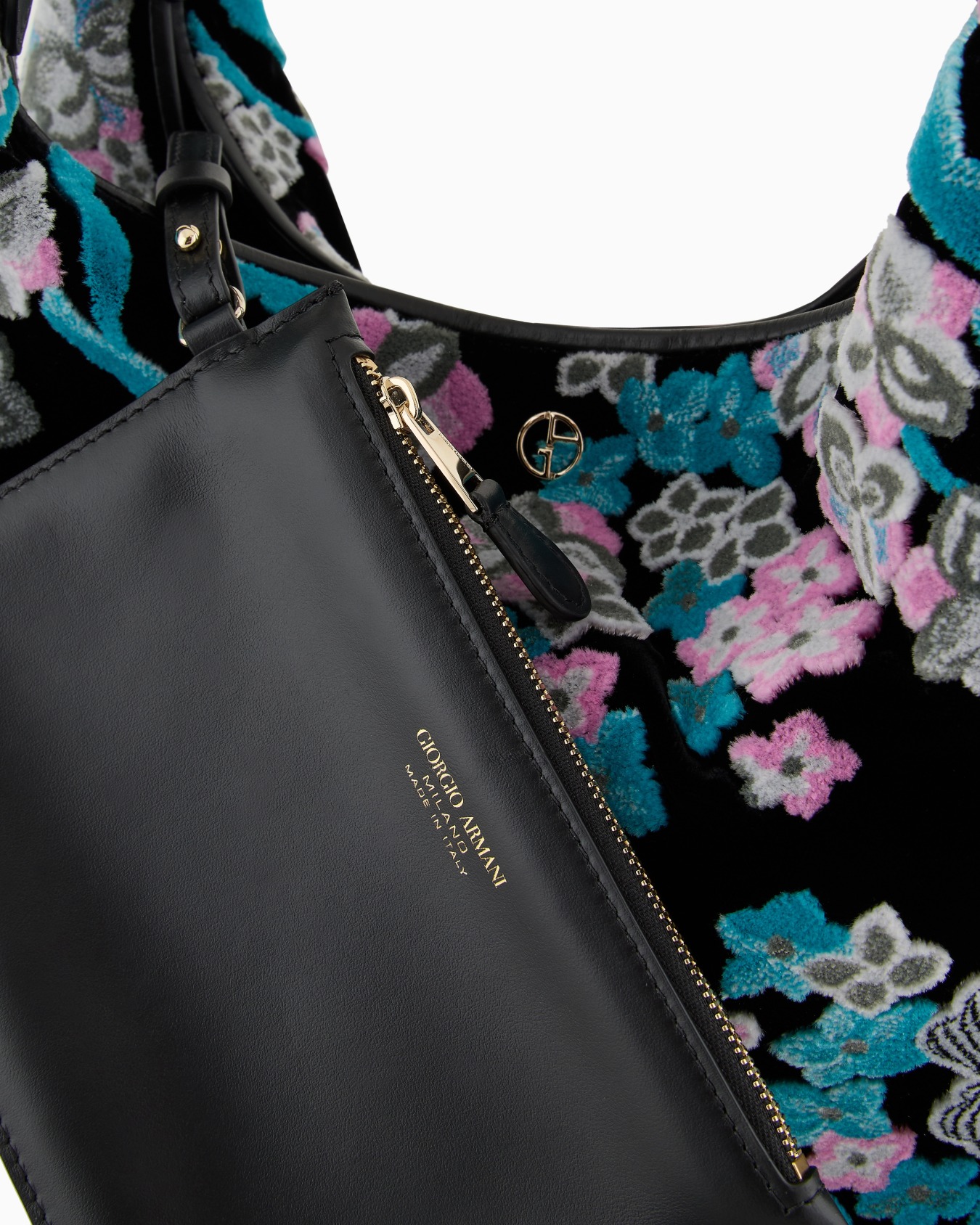 Sac hobo en velours brodé et cuir ASV Diapositive 5