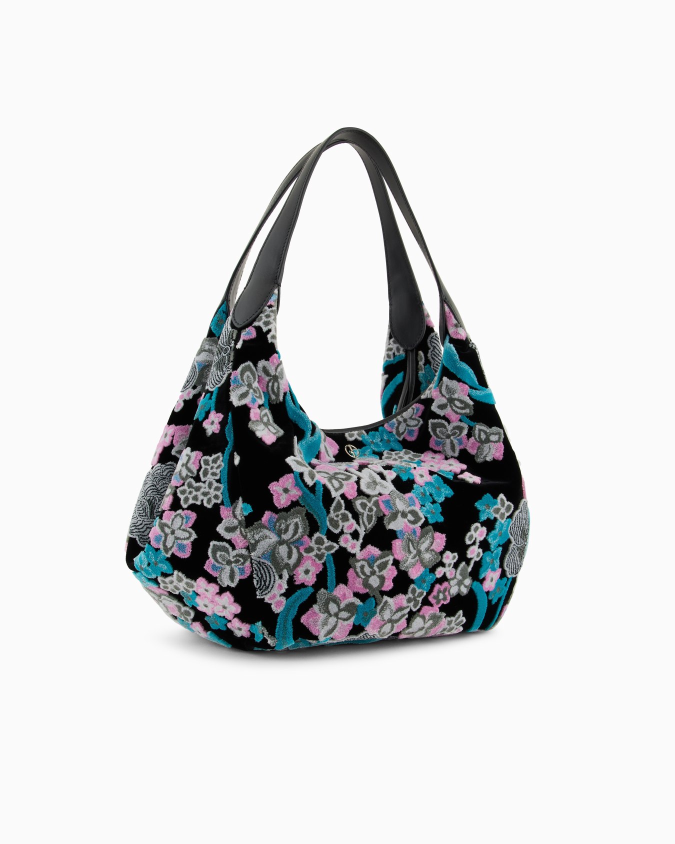 Sac hobo en velours brodé et cuir ASV Diapositive 2