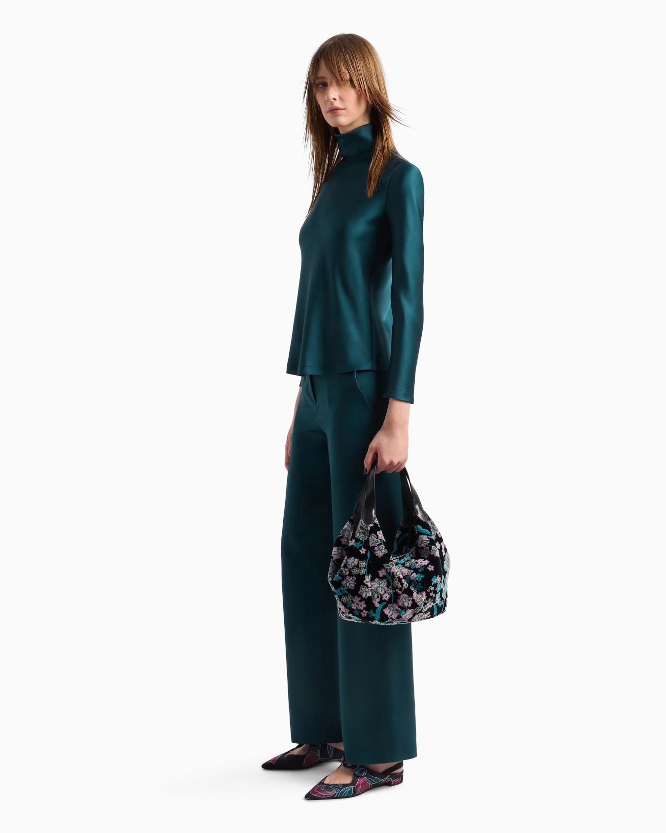 Sac hobo en velours brodé et cuir ASV Diapositive 6