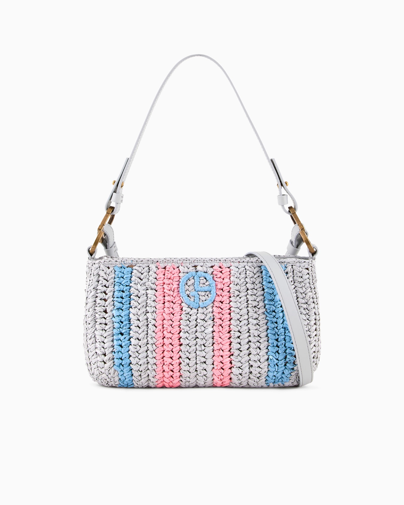 la Prima borsa a spalla piccola in rafia intrecciata Slide 0
