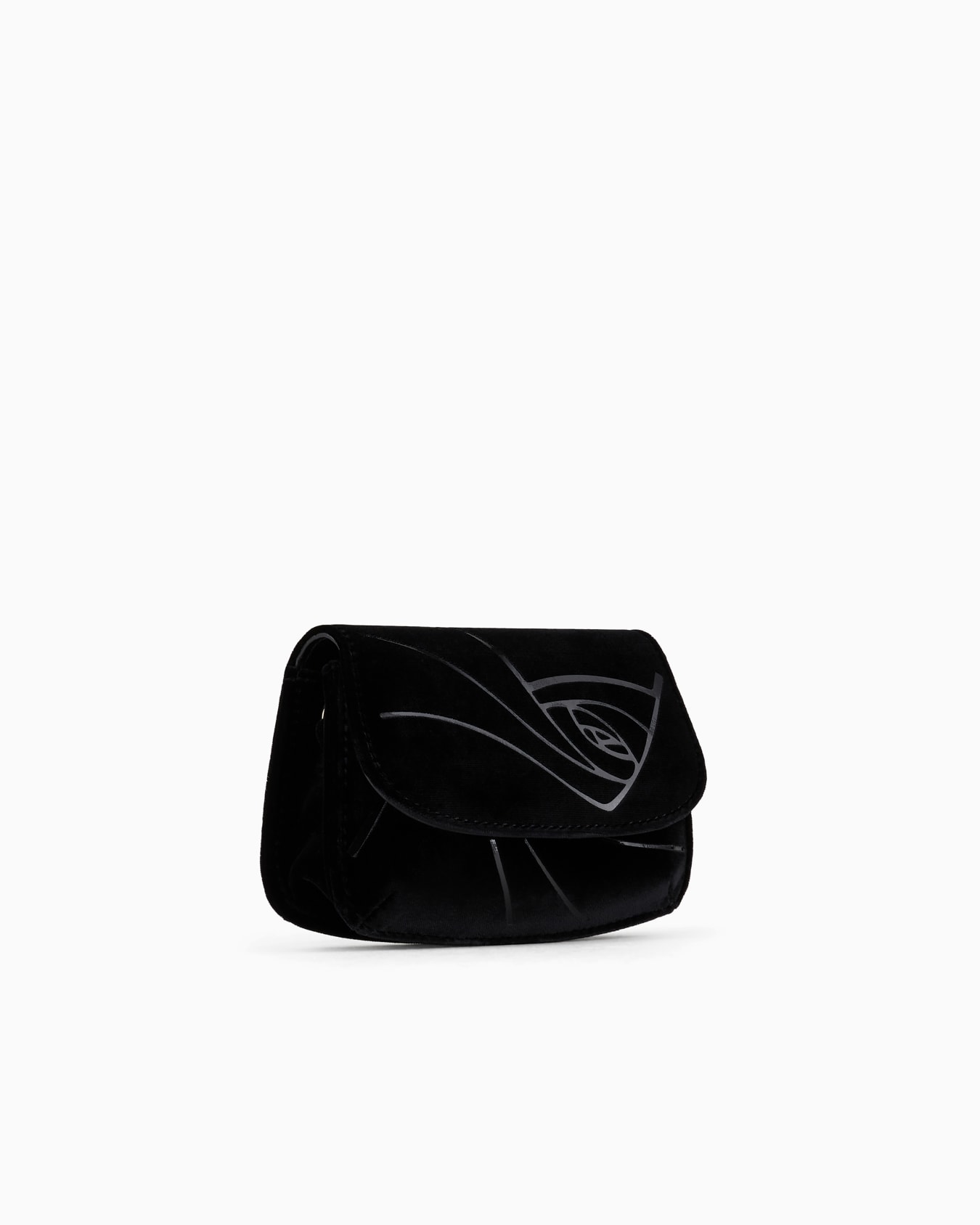 Borsa Charm piccola la Prima in velluto stampato effetto rosa Slide 1