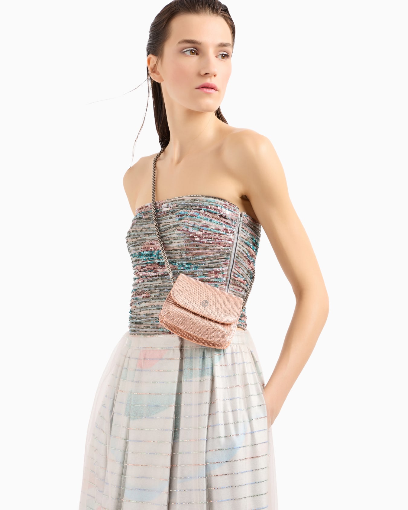 La Prima satin and micro studs mini bag Slide 5