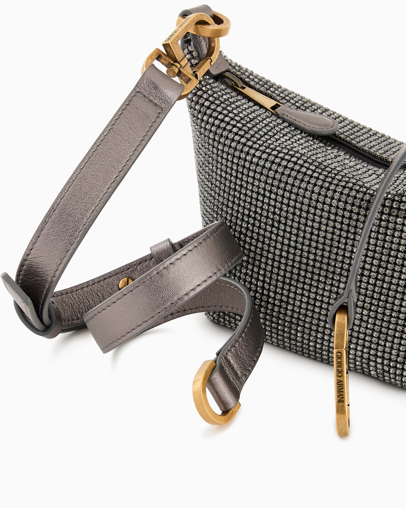 La Prima Soft mini handbag in metallic knit with rhinestones Slide 4