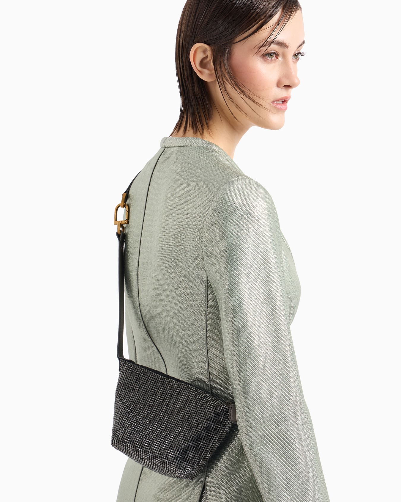 La Prima Soft mini handbag in metallic knit with rhinestones Slide 6