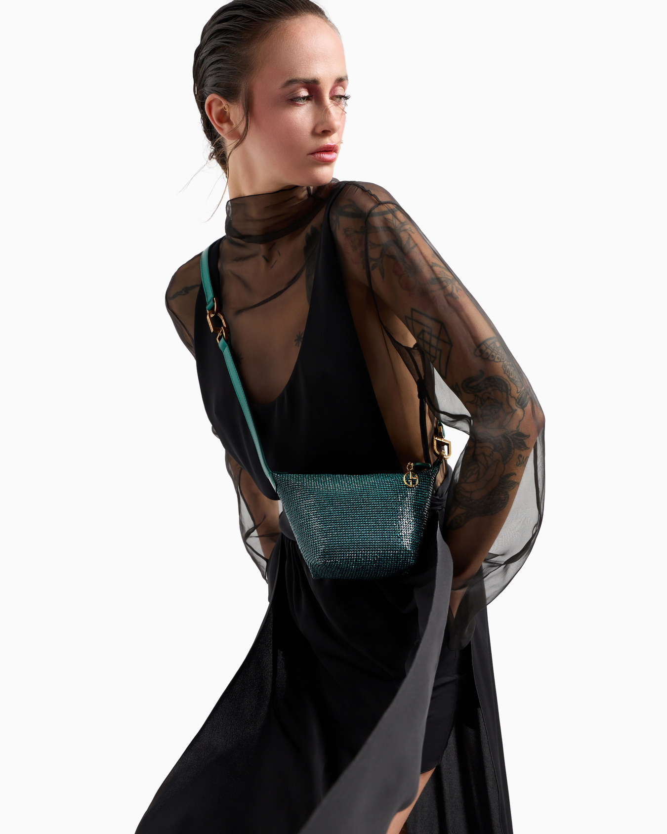 Minibolso de mano la Prima Soft de malla metálica con strass Diapositiva 6