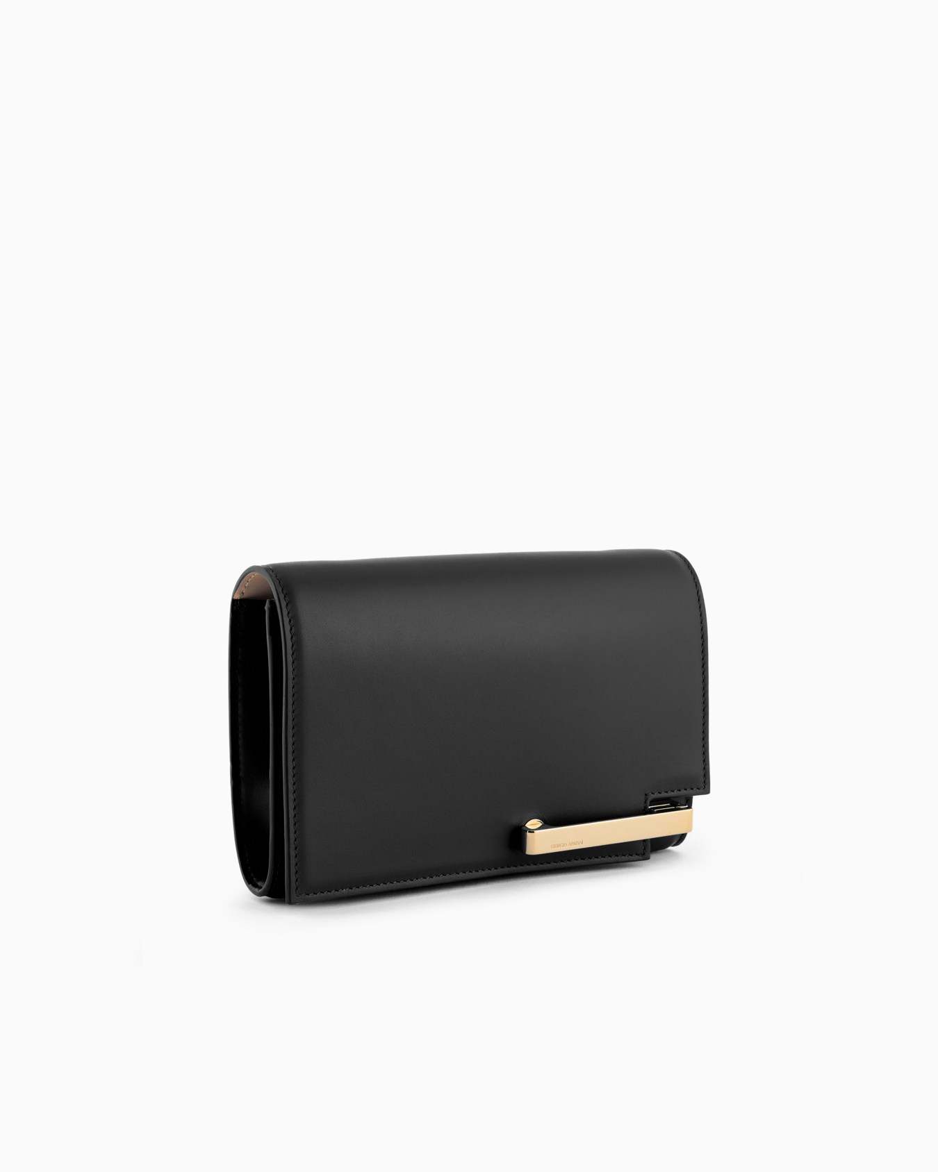 Leather clutch bag with shoulder strap Slide 1