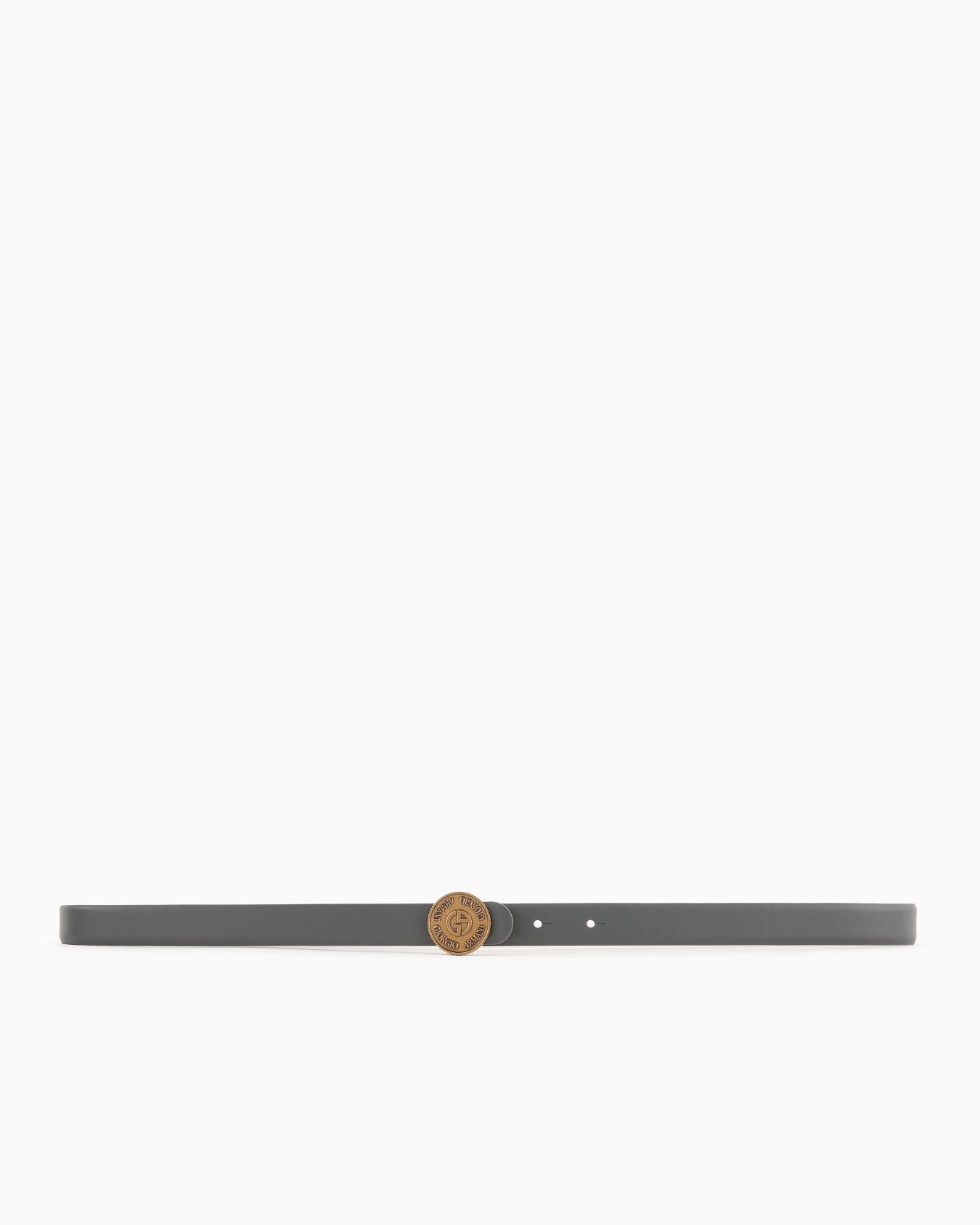 Slim leather belt with round buckle Slide 2
