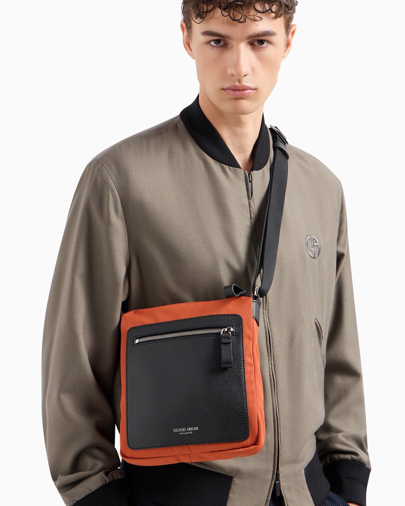 ASV nylon and pebbled leather crossbody bag Slide 5