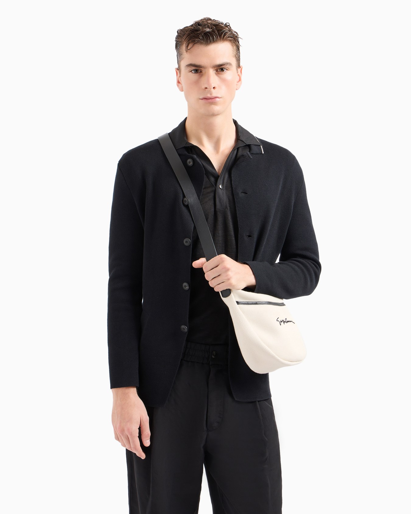 Petite bandoulière en toile et cuir Diapositive 5